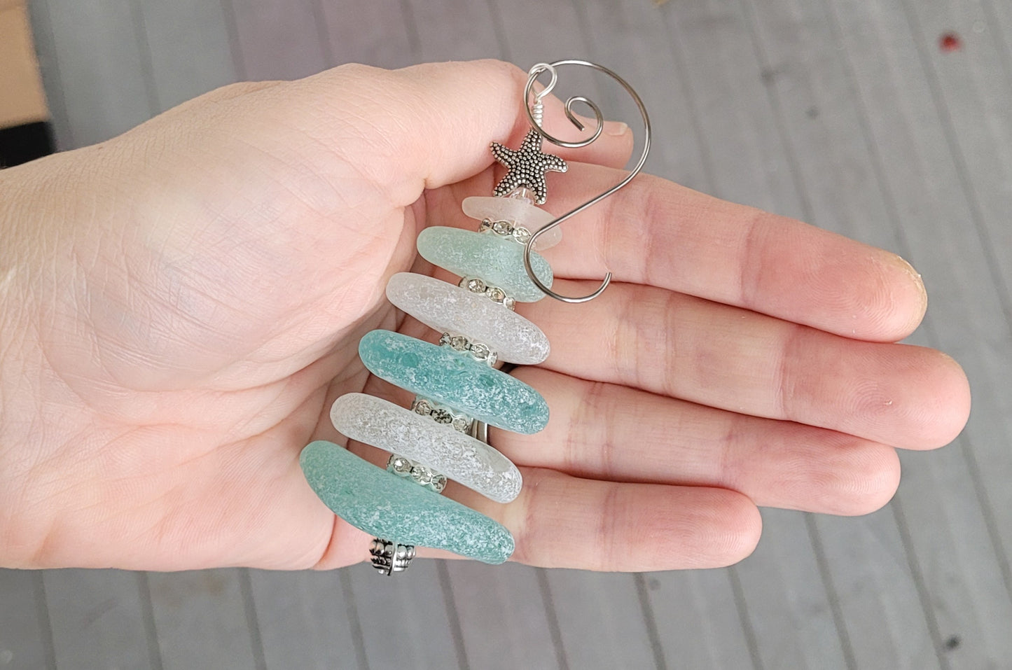 Genuine Sea Glass Christmas Tree Ornament