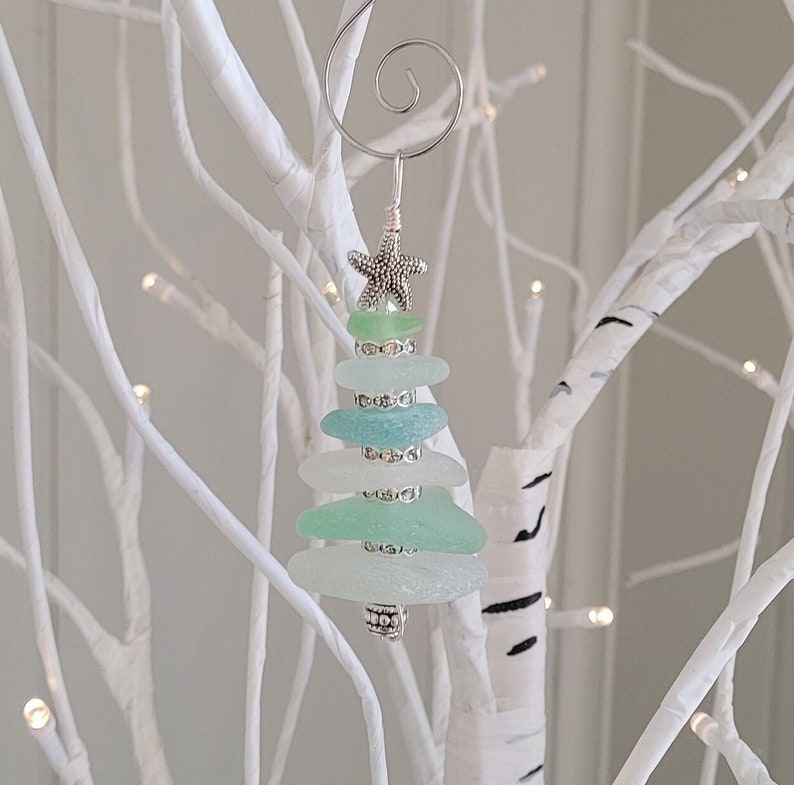Genuine Sea Glass Christmas Tree Ornament