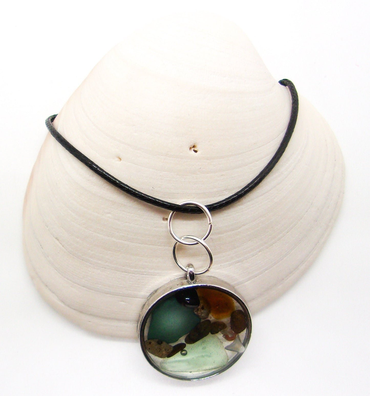 Sea Glass Necklace Nautical Sea Glass Necklace Sea Glass Mosaic Pendant Authentic Sea Glass Beach Charm Beach Jewelry