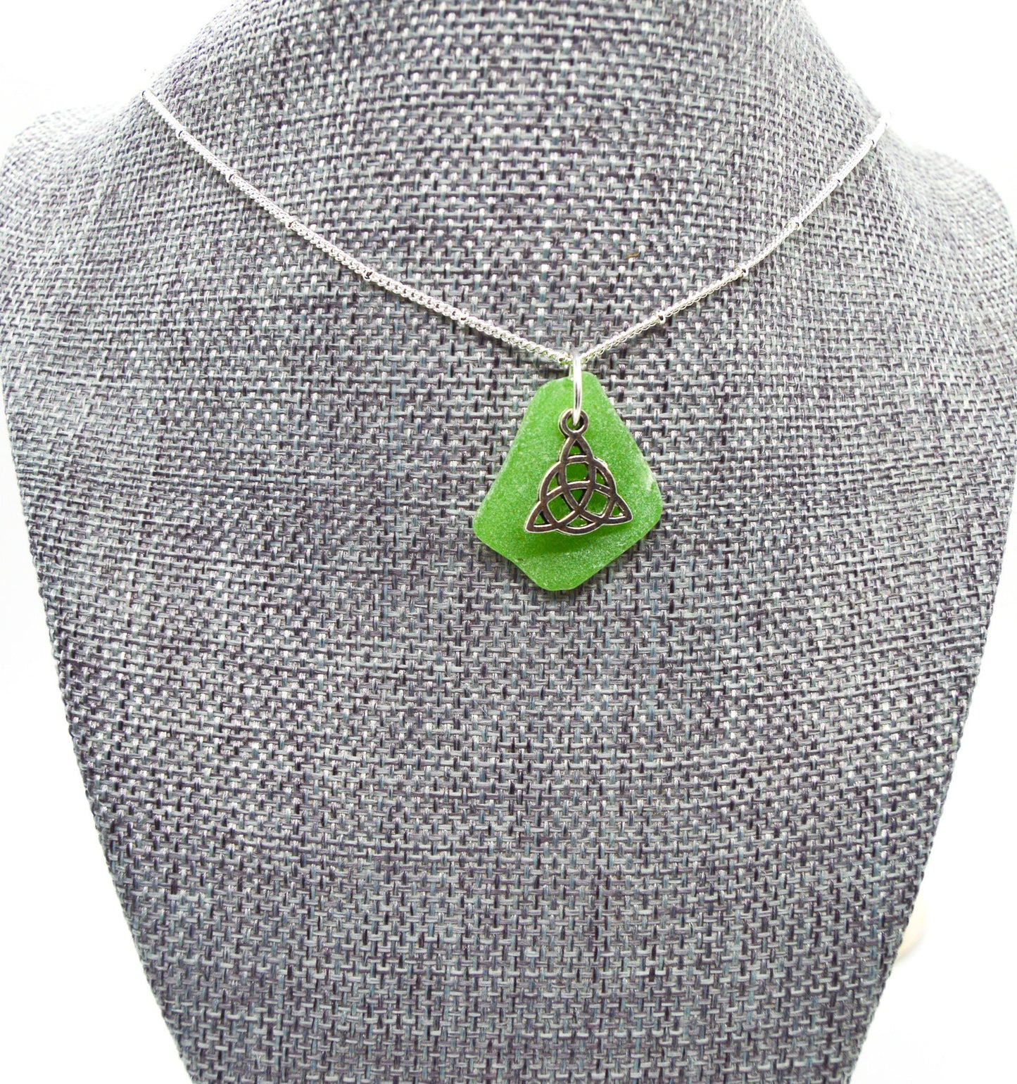 Sea Glass Necklace/St. Patrick's Day Necklace/Celtic Knot Necklace/Genuine Sea Glass/Irish Necklace/Good Luck Charm/Made to Order