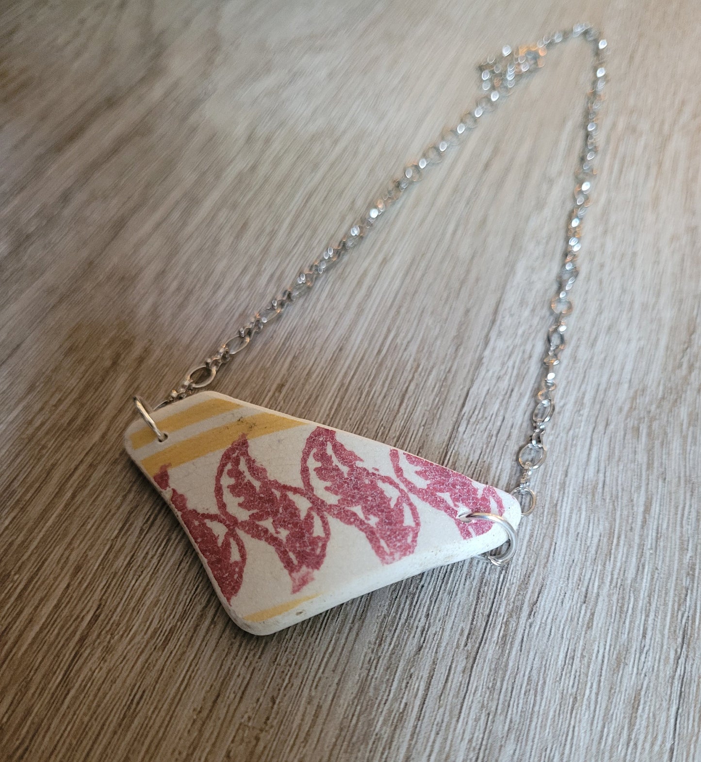 Genuine Sea Pottery Pendant Beach Ceramic Necklace Beach Ceramic Charm Unique Gift Blue Sea Pottery Sea Pottery Necklace/2d
