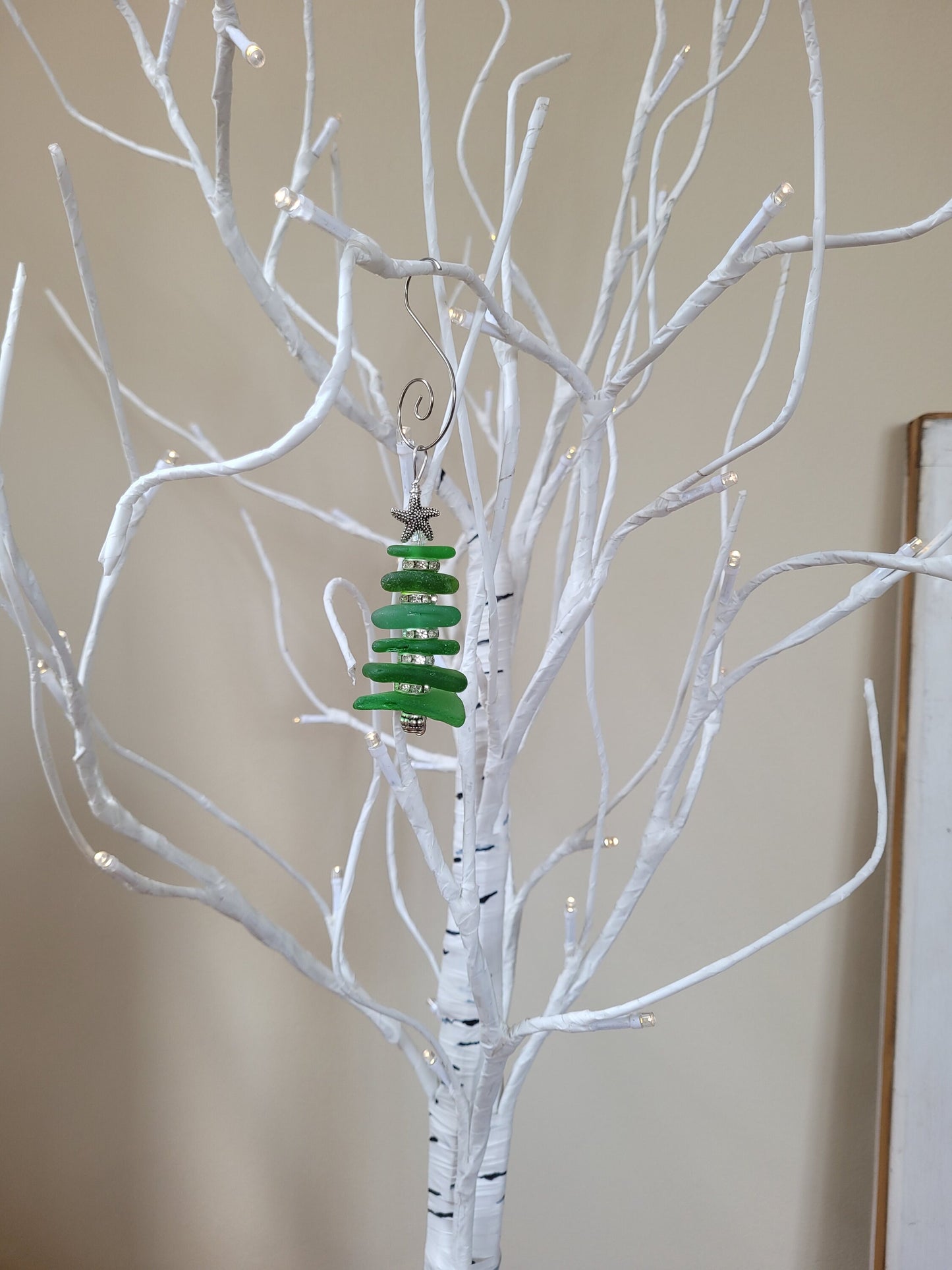 Sea Glass Christmas Tree Ornament/inches/Sea Glass Pine Tree Ornament/Genuine Sea Glass Tree Ornament/Coastal Christmas/Beach Christmas/7B