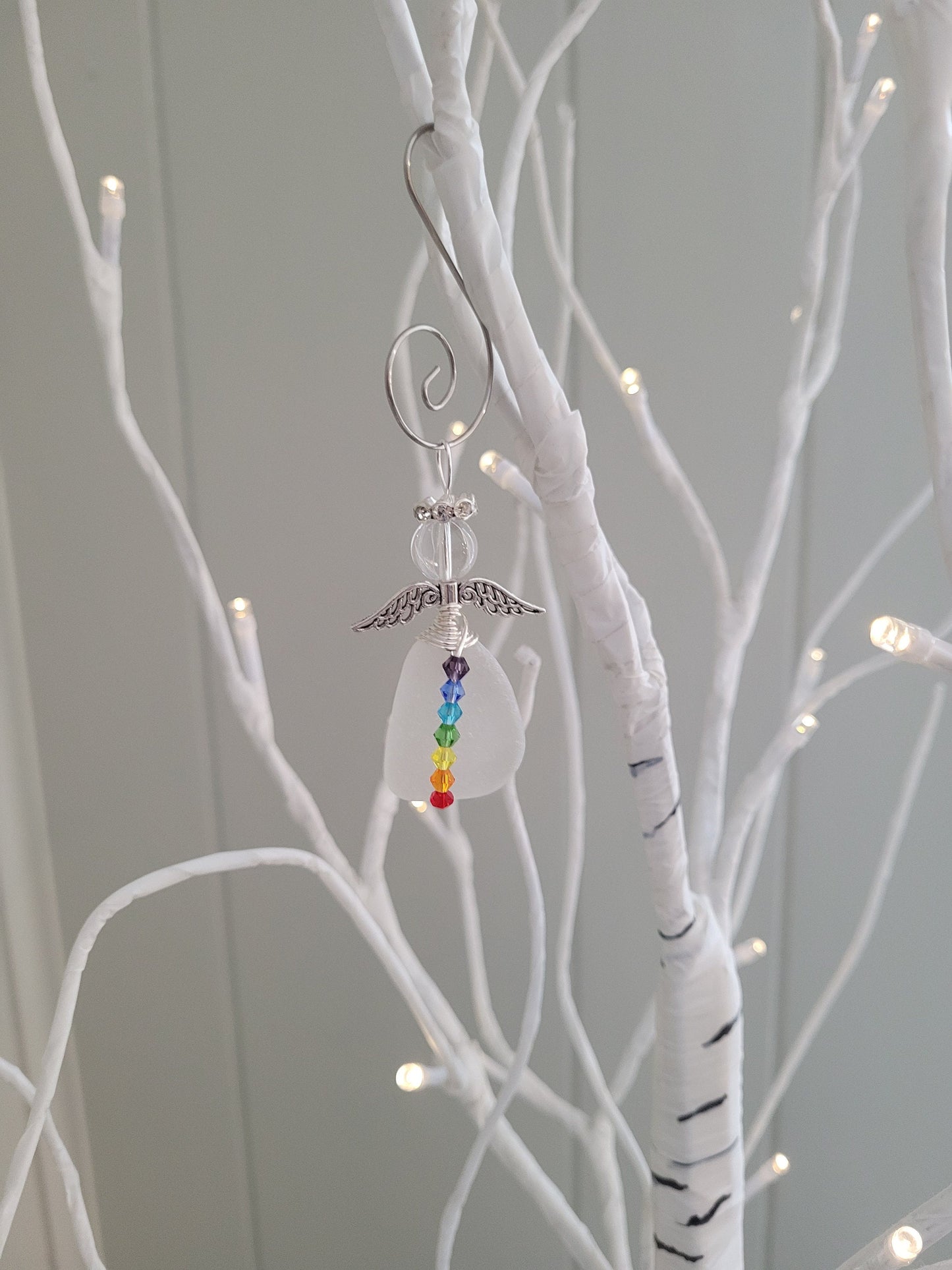 Genuine Sea Glass Angel/Chakra Sun Catcher/Angel Car Charm/Angel Pendant/Angel Ornament/Get Well Gift/Religious Gift/Gift for Her