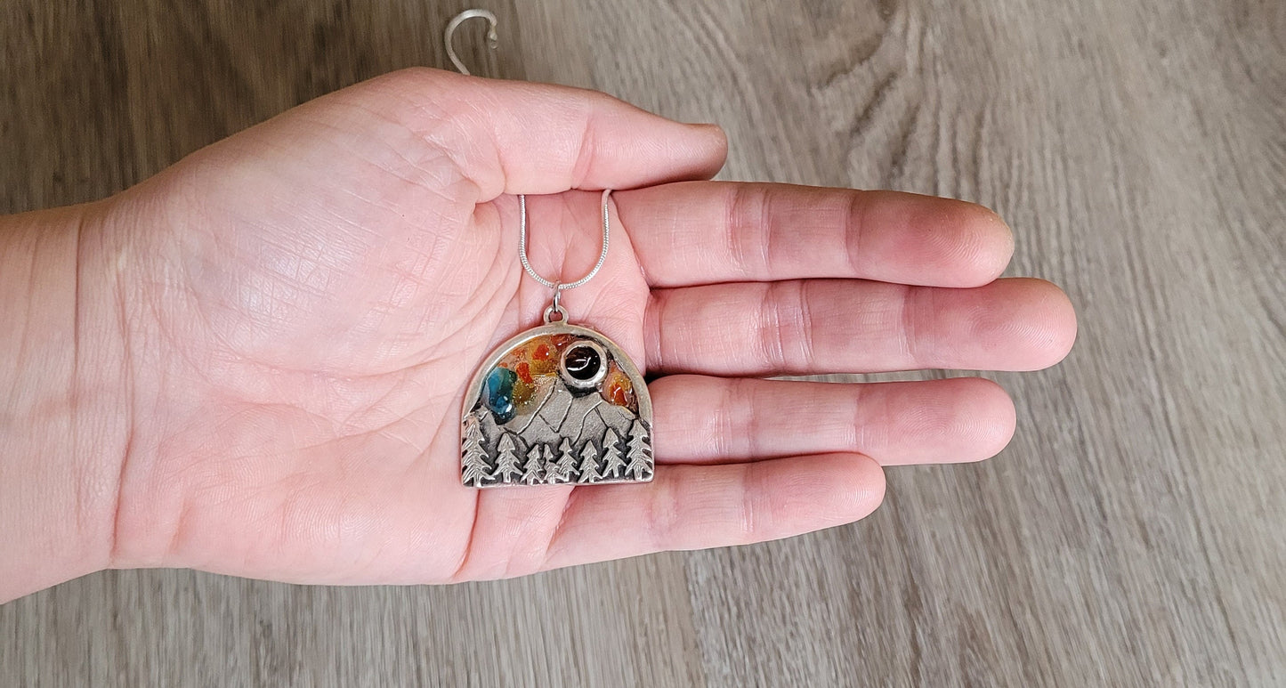 Pine Tree Necklace/Resin and Glass Necklace/Beach Necklace/Unique Gift