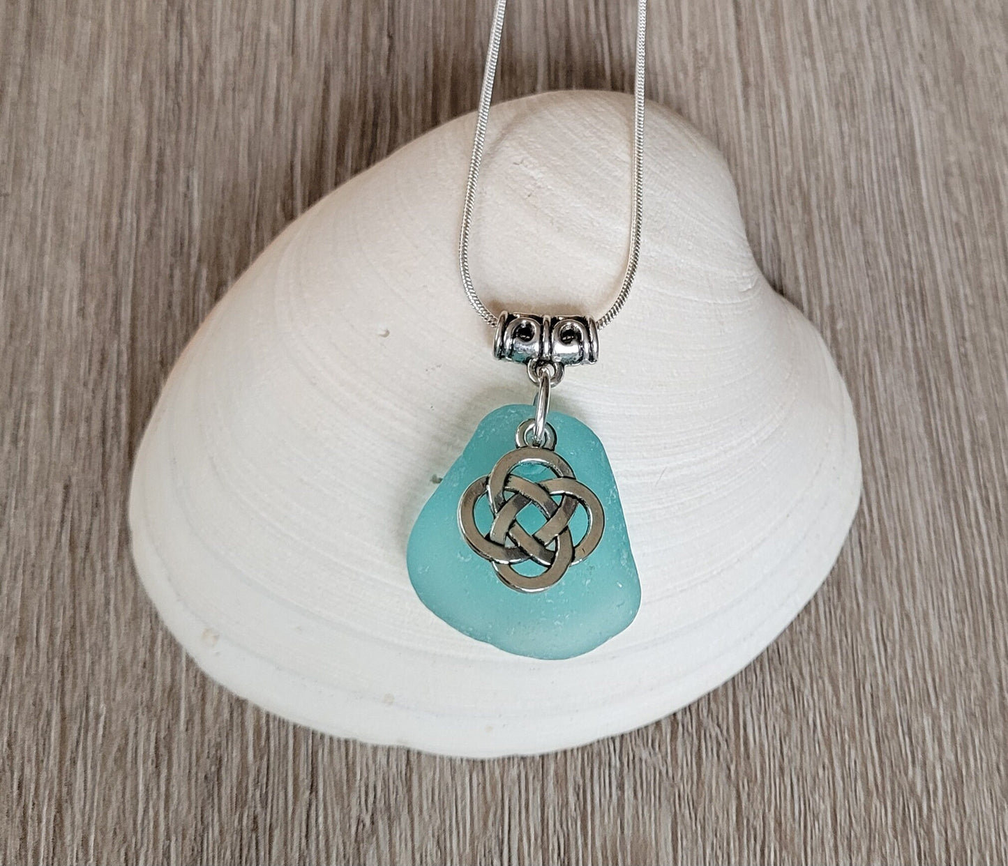 Sea Glass Necklace/Celtic Knot Necklace/Genuine Sea Glass/Made to Order