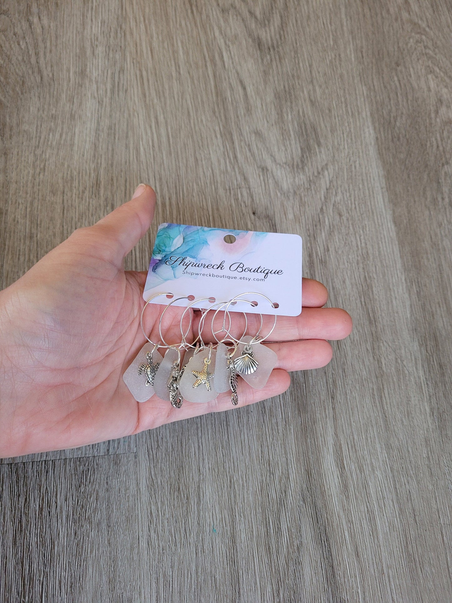 Sea Glass Wine Charms/Genuine Sea Glass/Gift for her/Unique Gift/Housewarming Gift