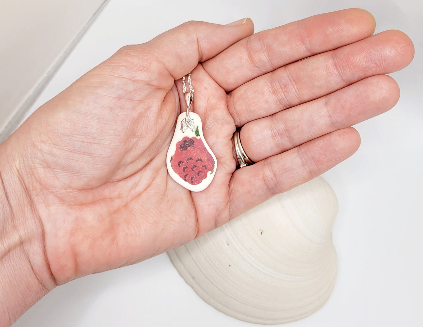 Genuine Sea Pottery Pendant Beach Ceramic Necklace Beach Ceramic Charm Unique Gift pink Sea Pottery Sea Pottery Necklace