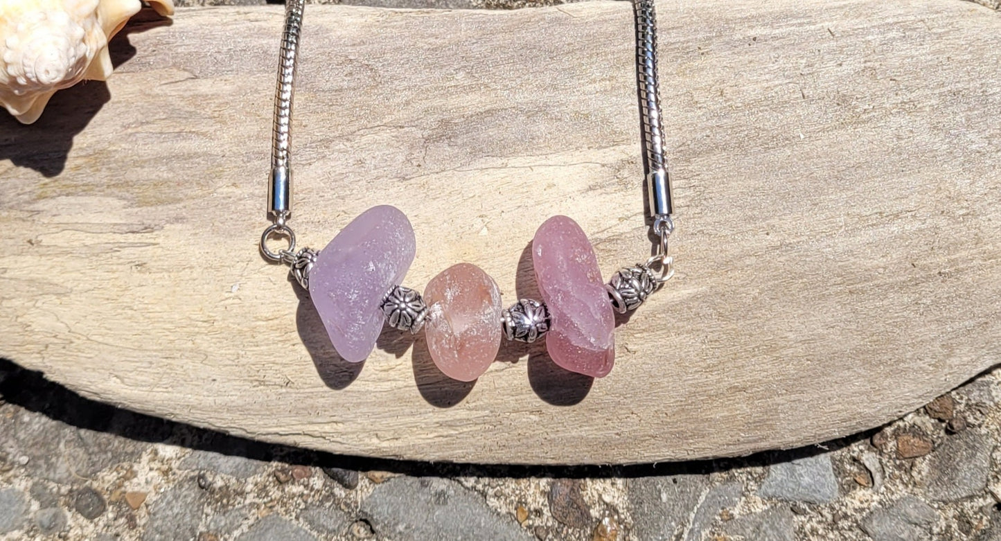 Sea Glass Jewelry/Genuine Sea Glass Necklace/Rare Purple Sea Glass/Beach Glass Necklace/Nautical Necklace/Gift for Her/Unique Gift/143