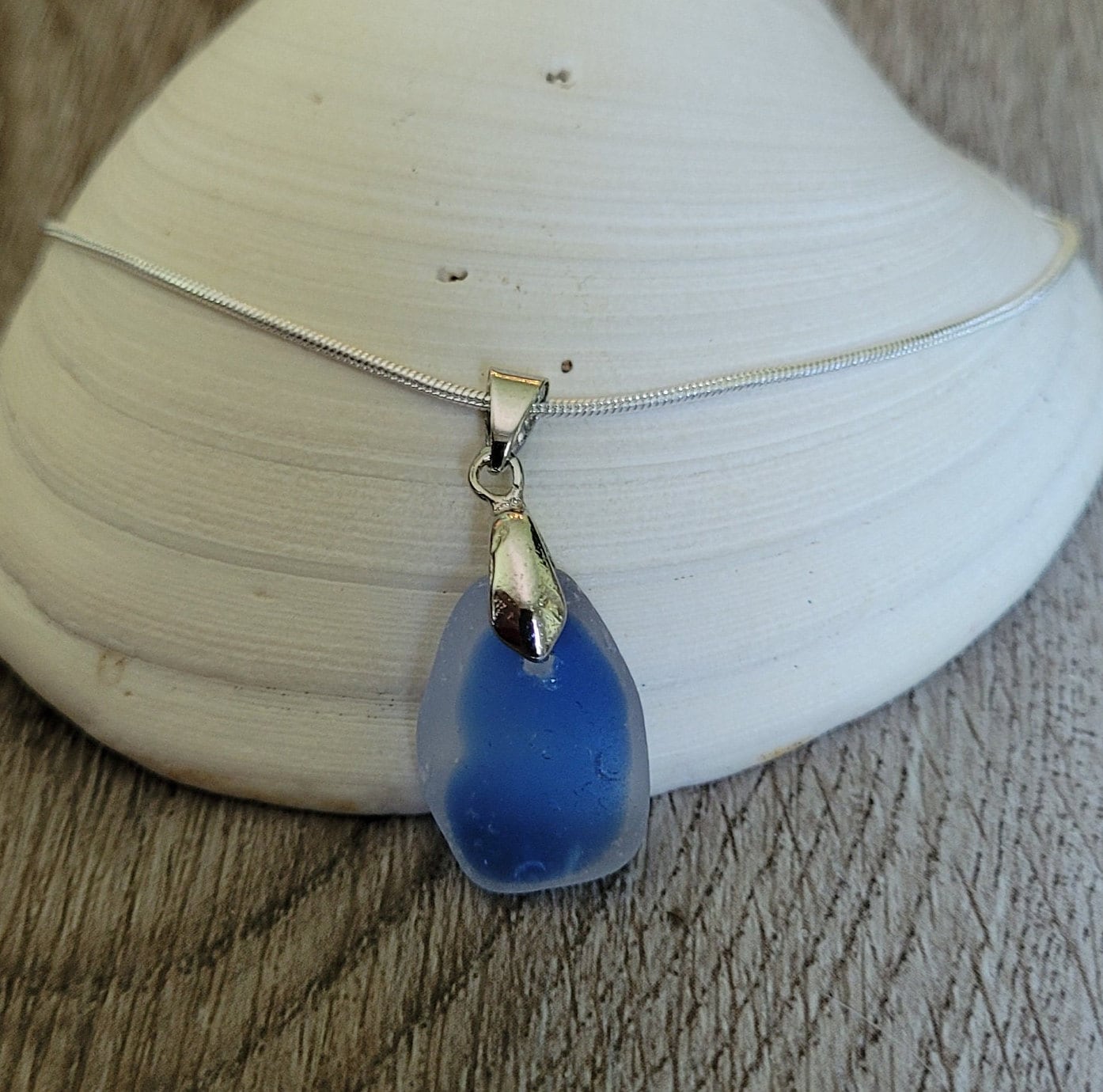 Sea Glass Necklace/Genuine Sea Glass/Sea Glass Pendant/Sea Glass Gift/Blue Flash Sea Glass/Nautical Pendant/Sea Glass Jewelry/96