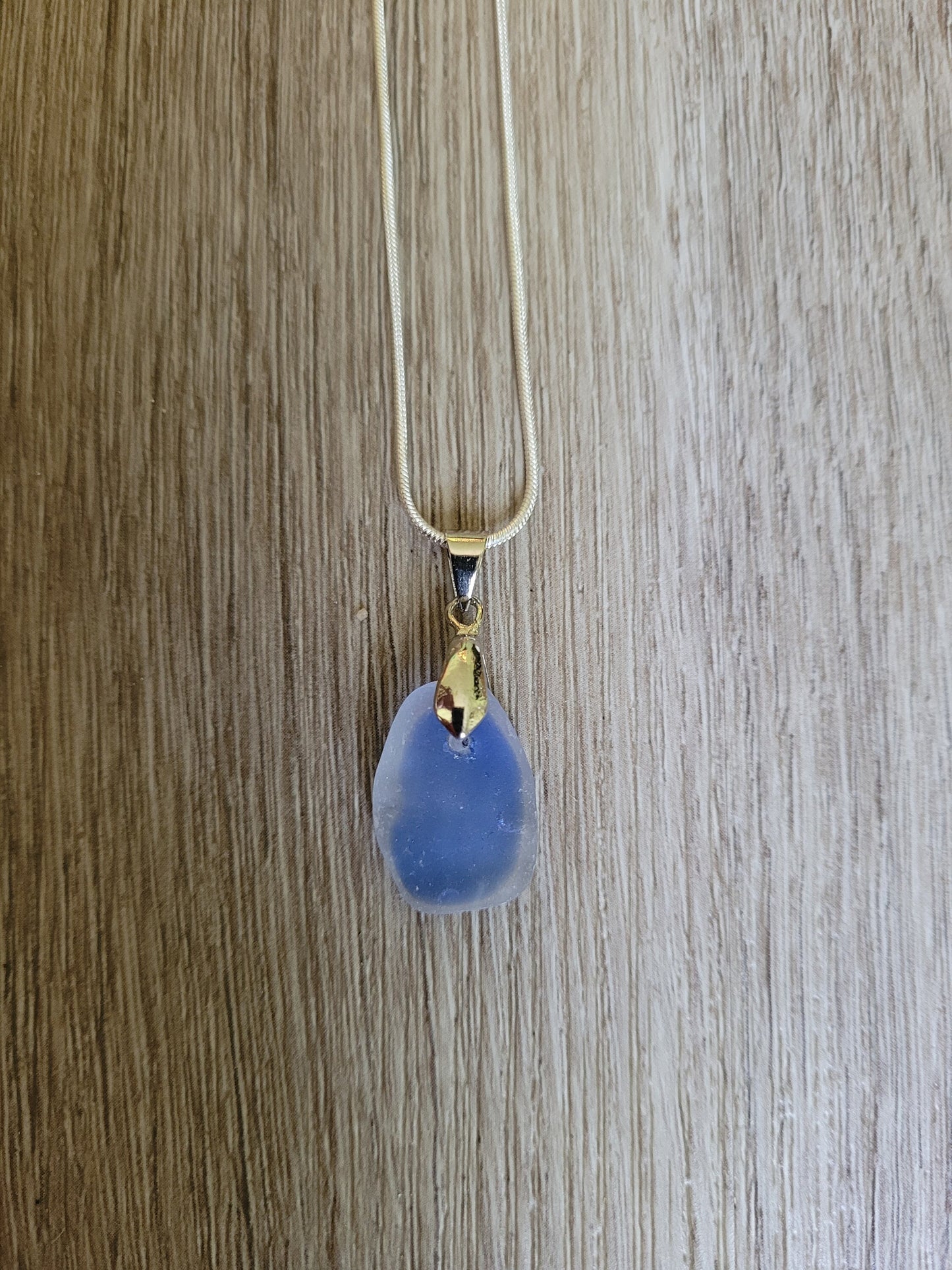 Sea Glass Necklace/Genuine Sea Glass/Sea Glass Pendant/Sea Glass Gift/Blue Flash Sea Glass/Nautical Pendant/Sea Glass Jewelry/96