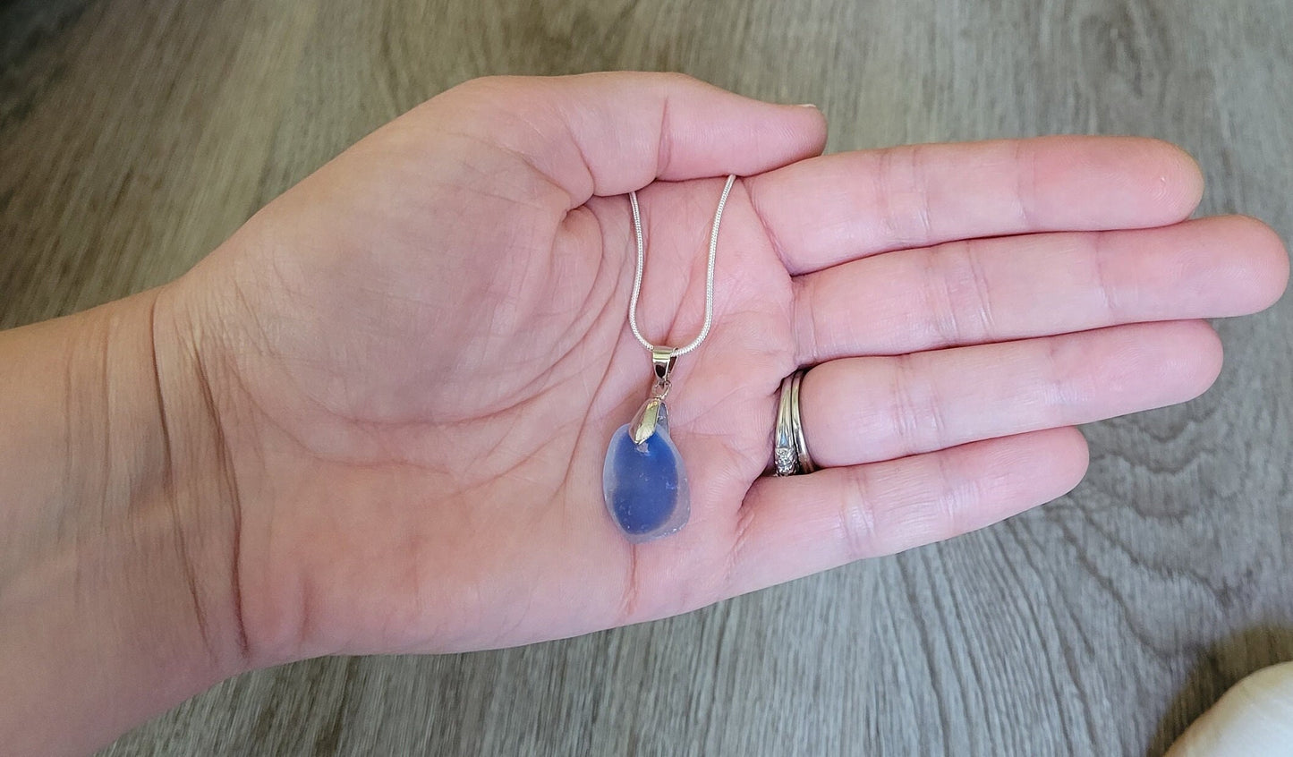 Sea Glass Necklace/Genuine Sea Glass/Sea Glass Pendant/Sea Glass Gift/Blue Flash Sea Glass/Nautical Pendant/Sea Glass Jewelry/96