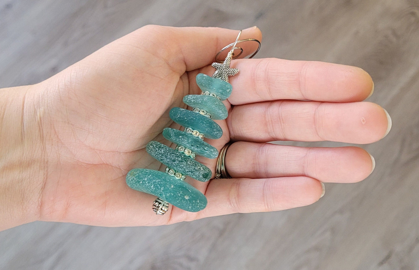 Sea Glass Christmas Tree Ornament/Sea Glass Pine Tree Ornament/Genuine Sea Glass Tree Ornament/2C