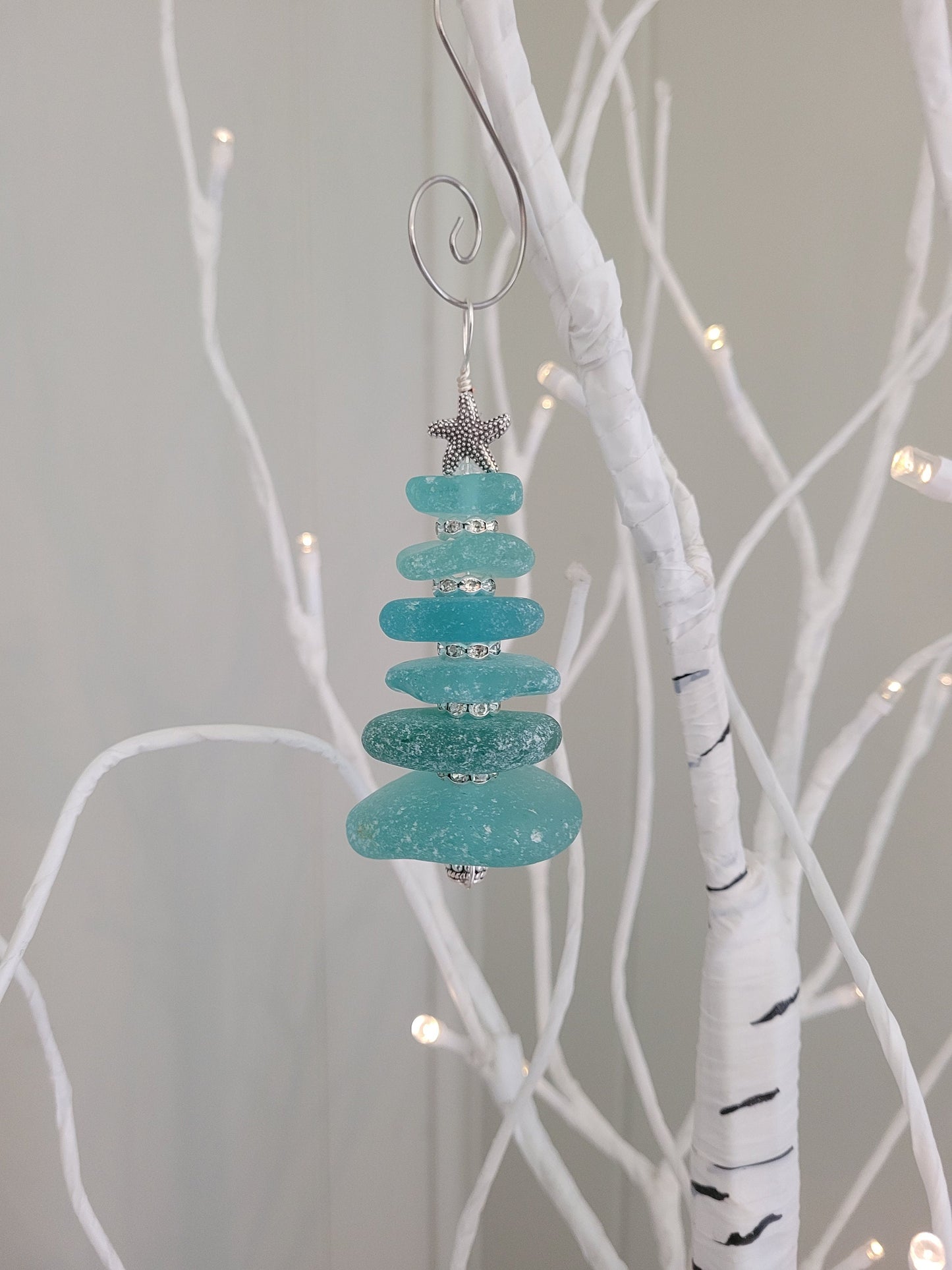 Sea Glass Christmas Tree Ornament/Sea Glass Pine Tree Ornament/Genuine Sea Glass Tree Ornament/2C