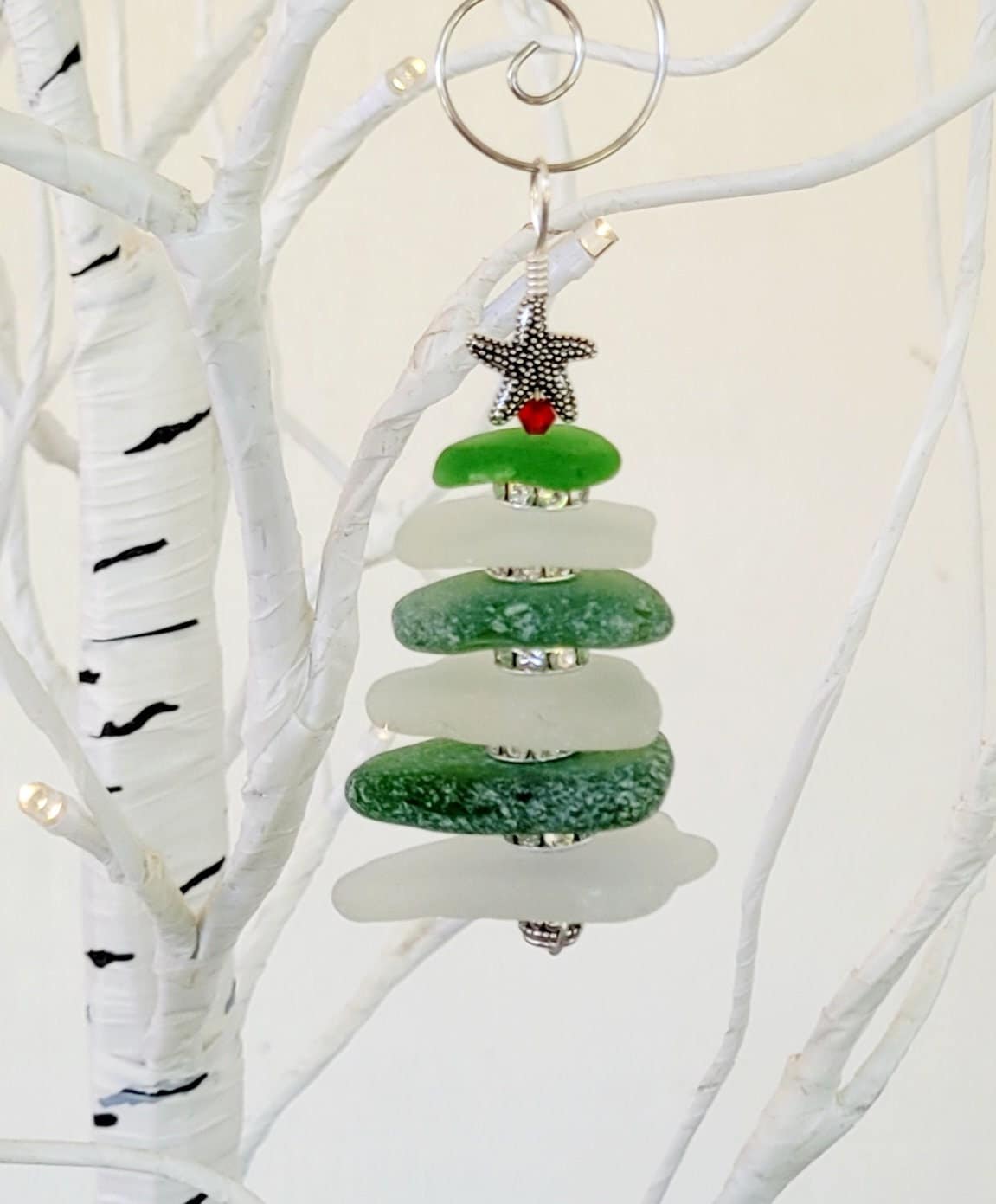 Sea Glass Christmas Tree Ornament/Sea Glass Pine Tree Ornament/Genuine Sea Glass Tree Ornament/7c