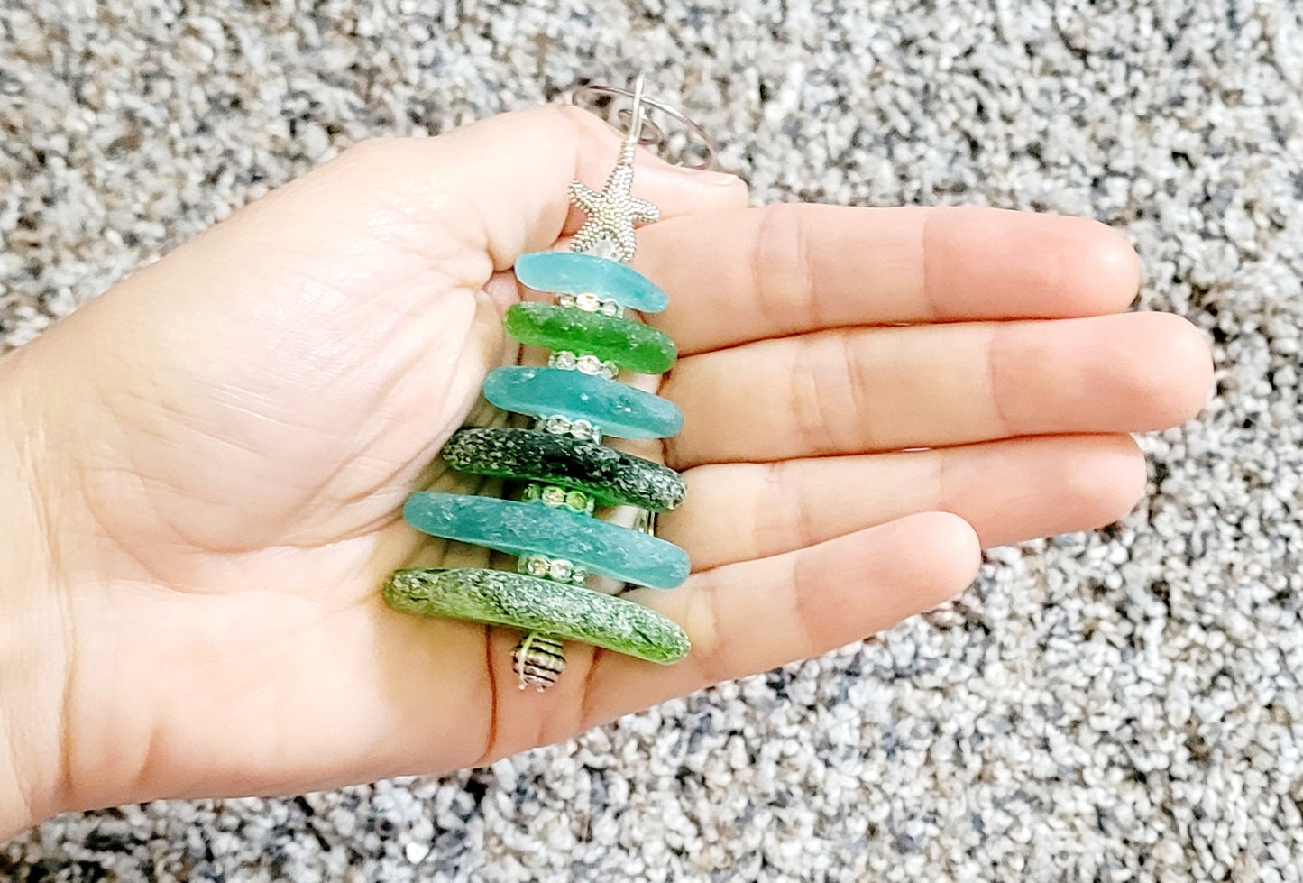 Sea Glass Christmas Tree Ornament/Sea Glass Pine Tree Ornament/Genuine Sea Glass Tree Ornament/12c