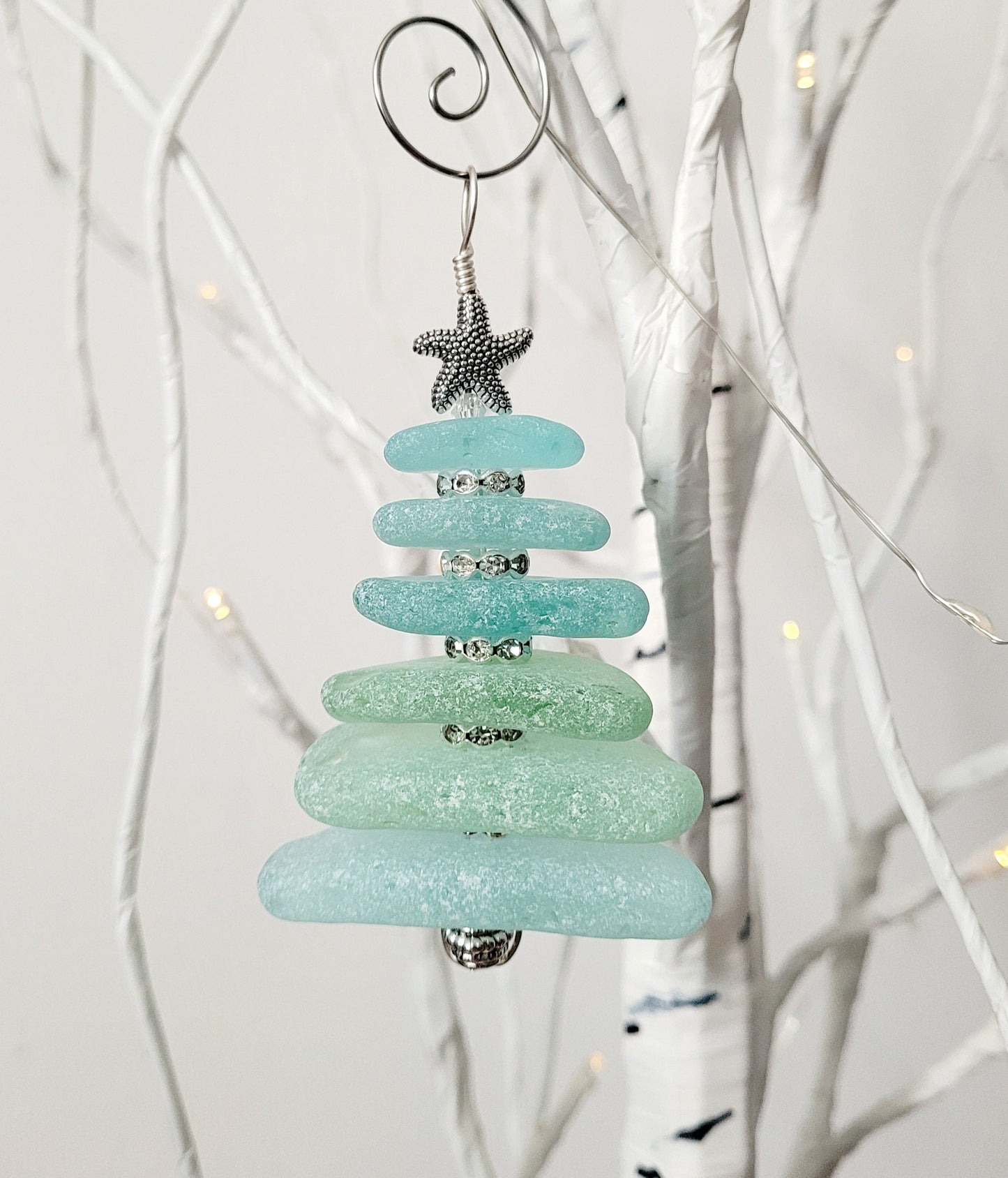 Sea Glass Christmas Tree Ornament/Sea Glass Pine Tree Ornament/Genuine Sea Glass Tree Ornament/310