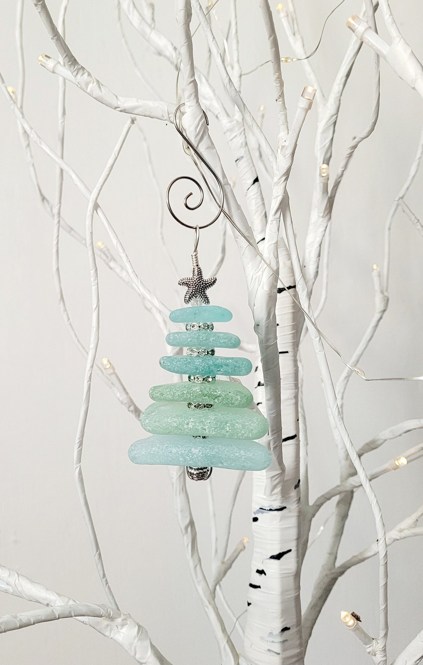 Sea Glass Christmas Tree Ornament/Sea Glass Pine Tree Ornament/Genuine Sea Glass Tree Ornament/310