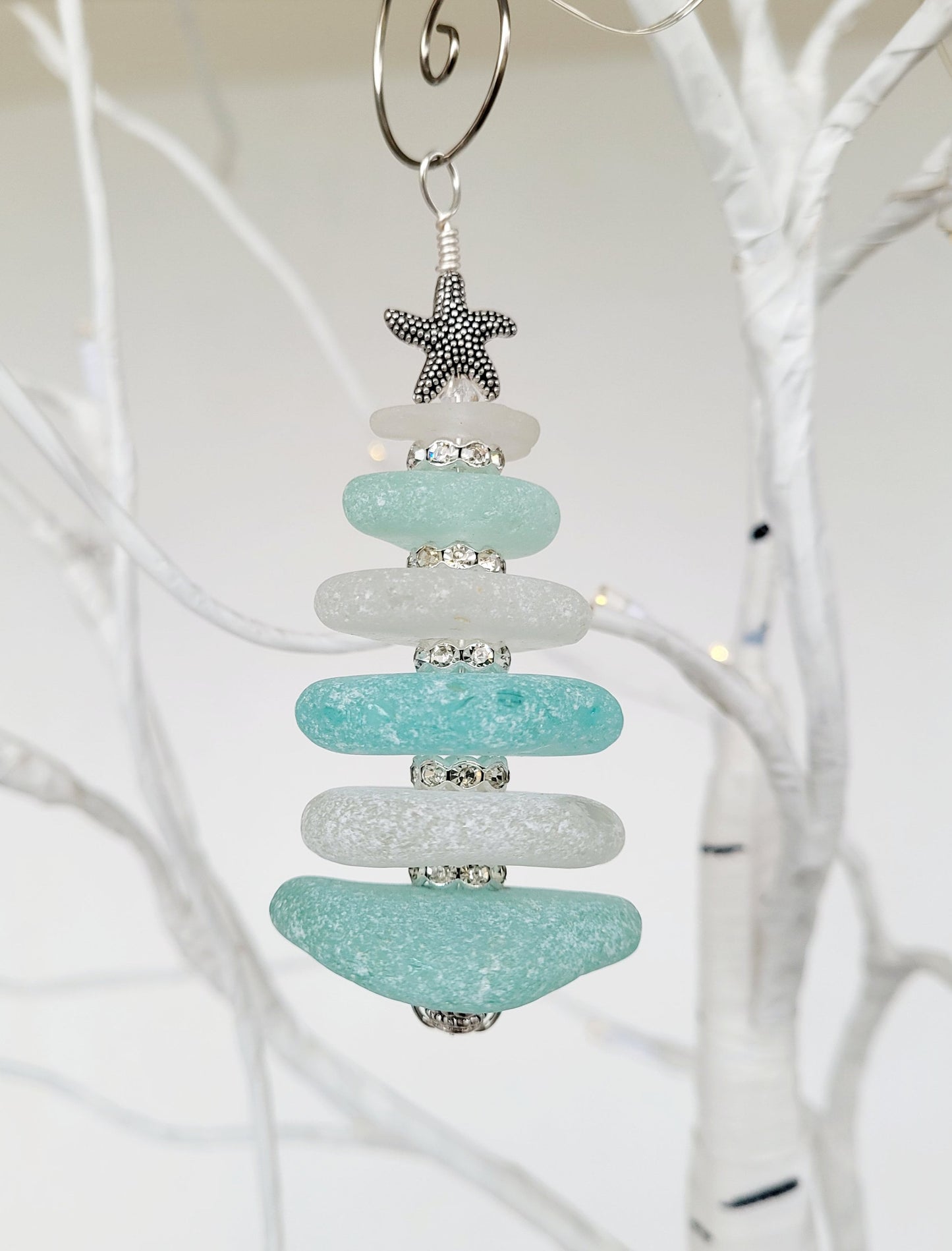 Genuine Sea Glass Christmas Tree Ornament/3 inches/Genuine Sea Glass Ornament/3C