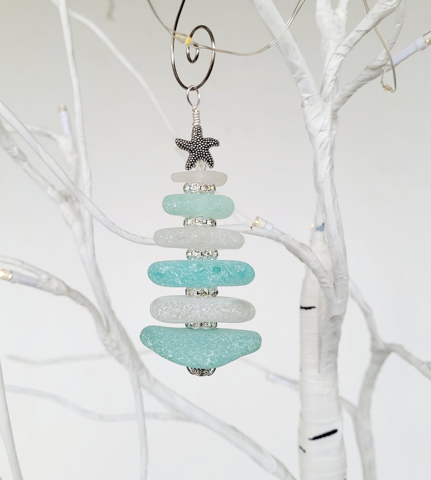 Genuine Sea Glass Christmas Tree Ornament/3 inches/Genuine Sea Glass Ornament/3C