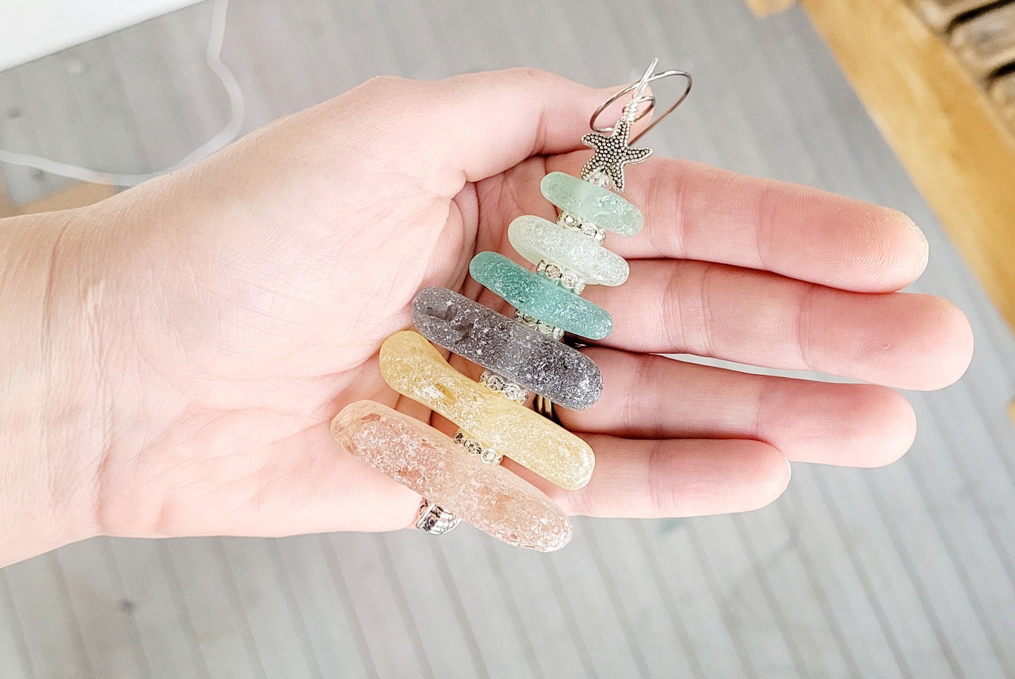 Sea Glass Christmas Tree Ornament/Rare Color Sea Glass/Sea Glass Pine Tree Ornament/Genuine Sea Glass Tree Ornament/51