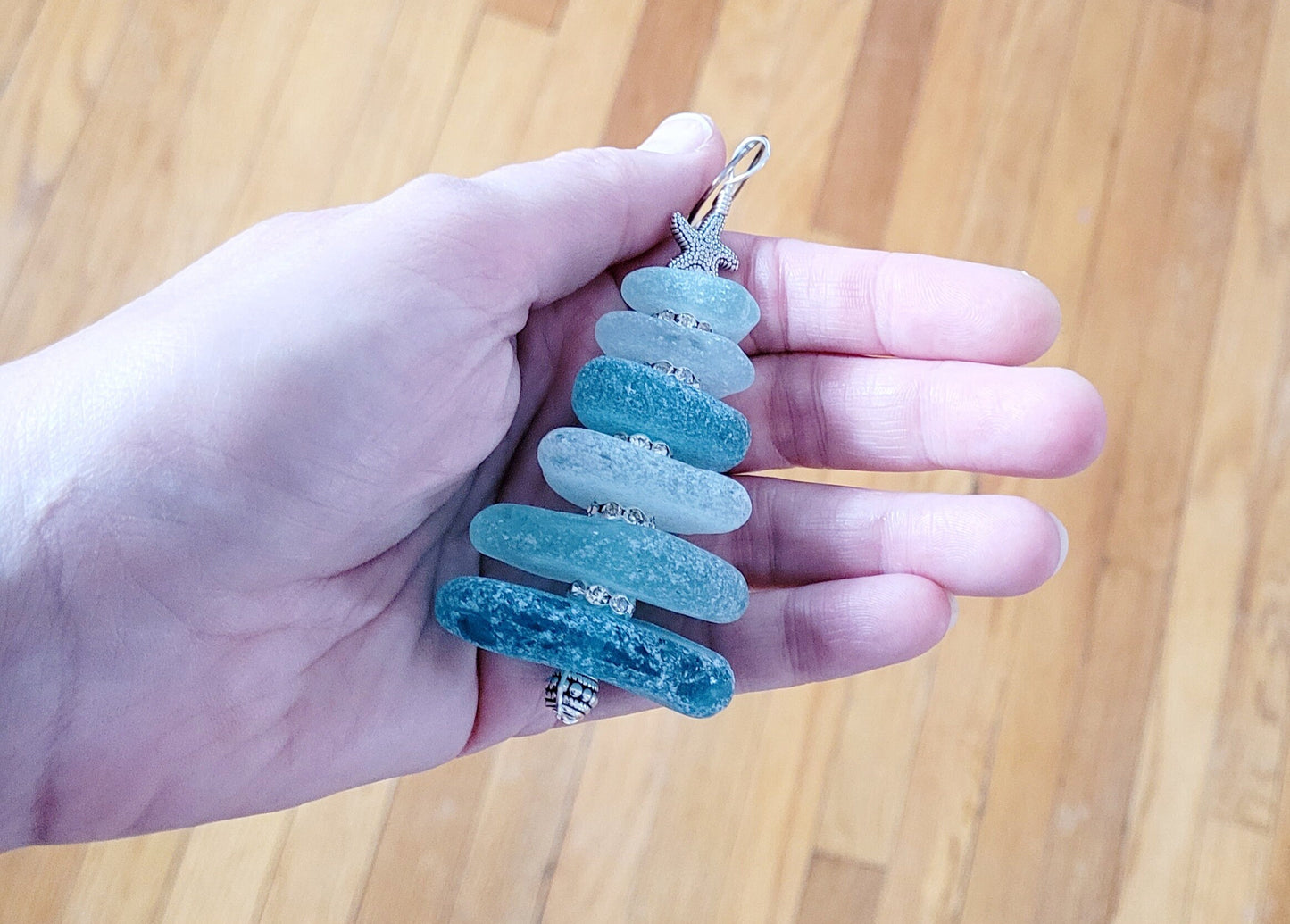 Sea Glass Christmas Tree Ornament/Sea Glass Pine Tree Ornament/Genuine Sea Glass Tree Ornament/79