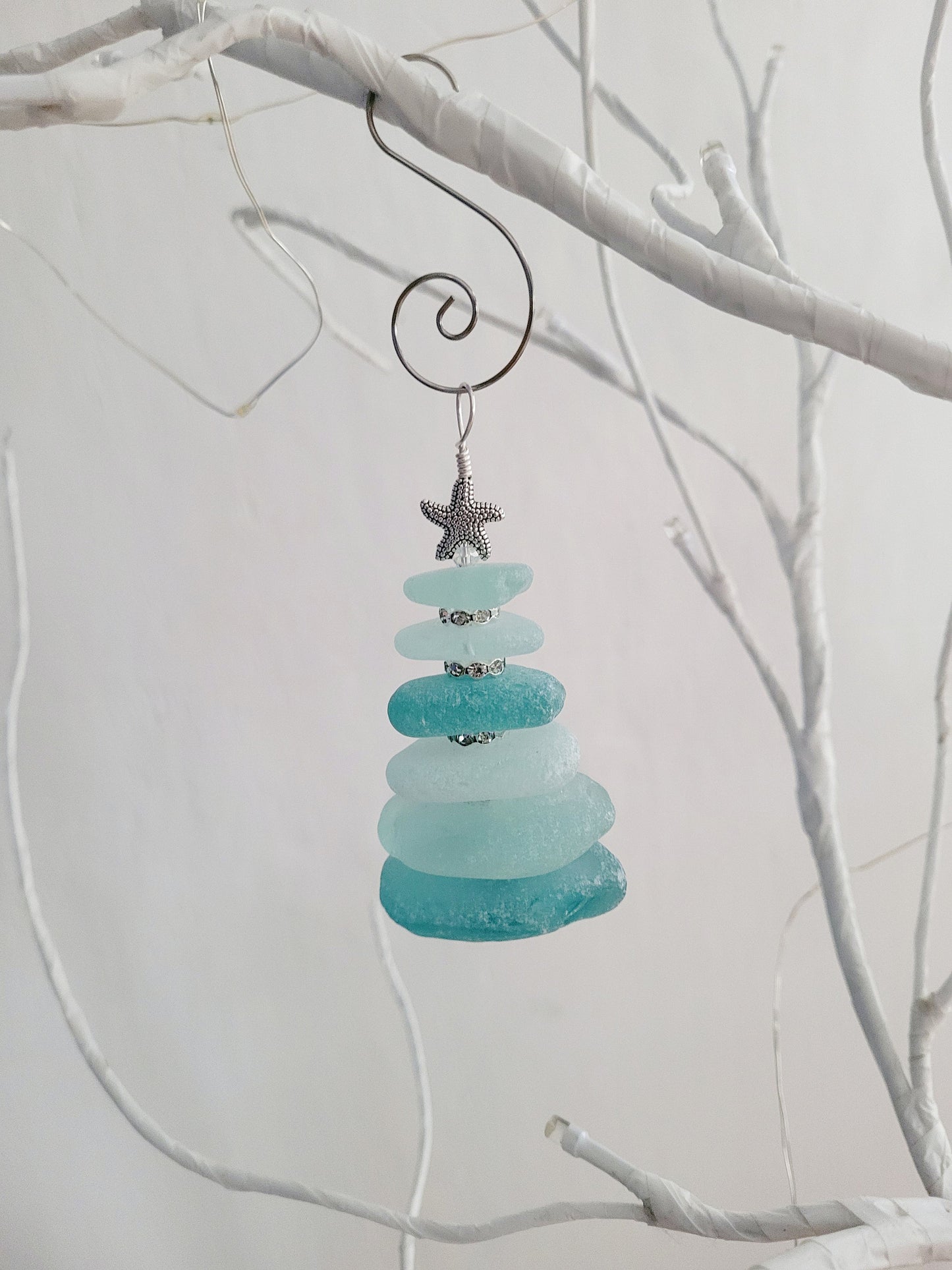 Sea Glass Christmas Tree Ornament/Sea Glass Pine Tree Ornament/Genuine Sea Glass Tree Ornament/79