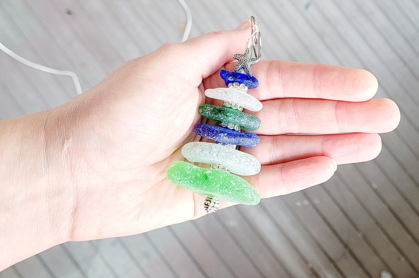 Sea Glass Christmas Tree Ornament/Sea Glass Pine Tree Ornament/Genuine Sea Glass Tree Ornament/93