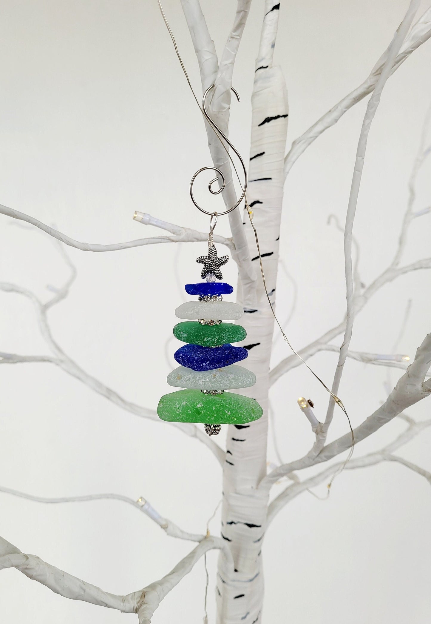 Sea Glass Christmas Tree Ornament/Sea Glass Pine Tree Ornament/Genuine Sea Glass Tree Ornament/93