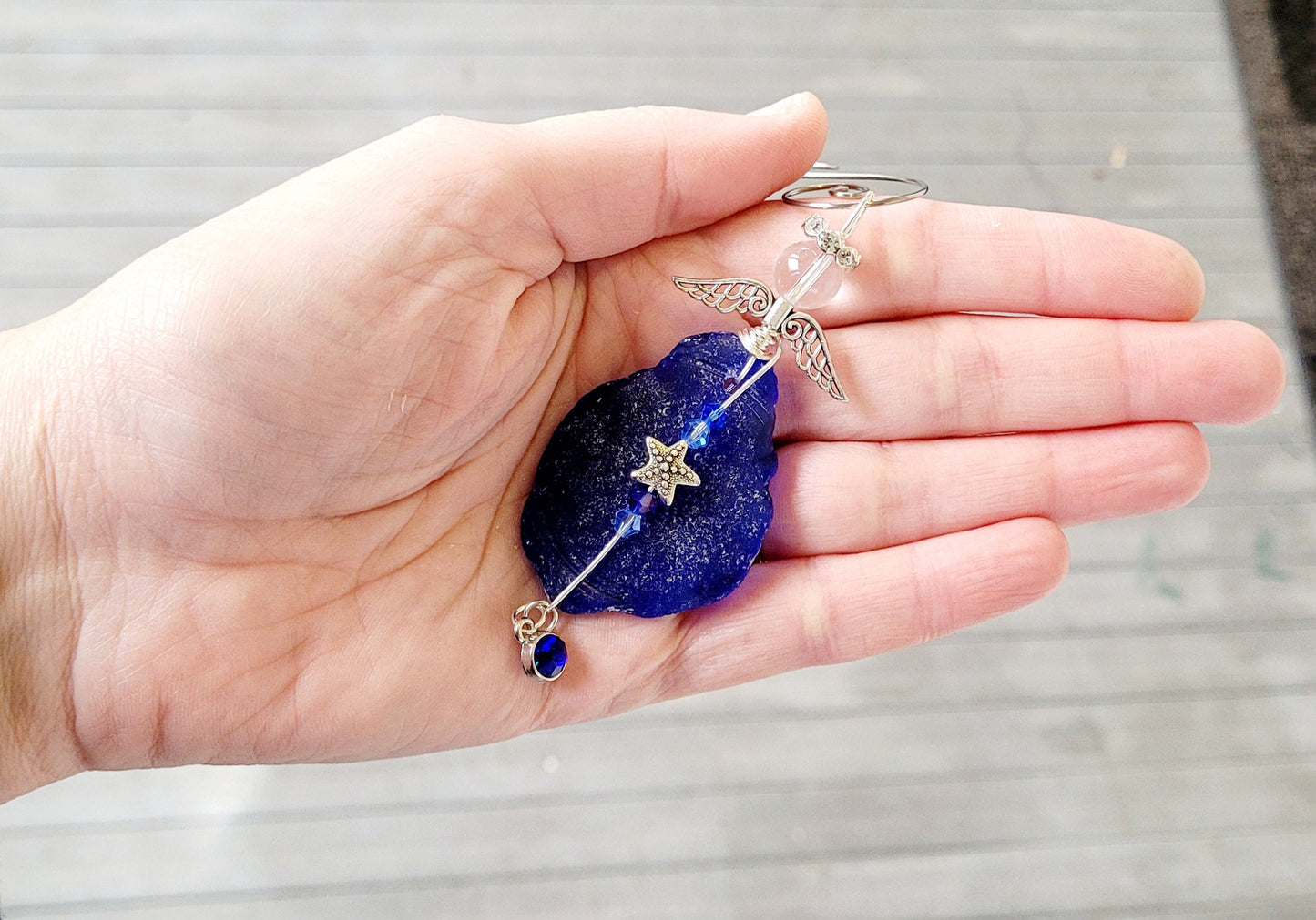 Sea Glass Guardian Angel/Genuine Sea Glass Angel/Rare Cobalt Blue Sea GlassAngel Ornament/Christmas Ornament/ Suncatcher/car charm/20