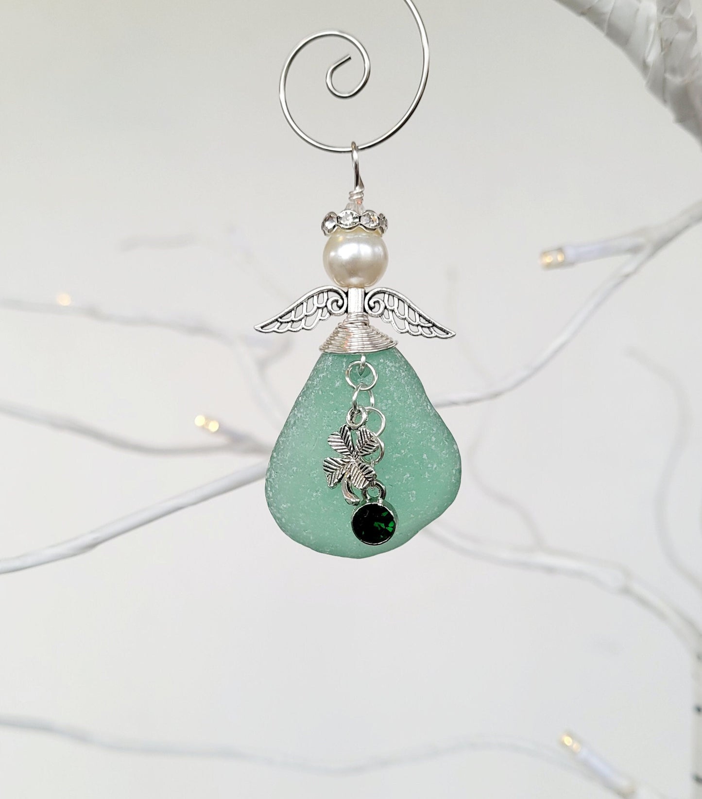 Genuine Sea Glass Angel/Angel Car Charm/Angel Pendant/Angel Ornament/Angel Gift/Gift for Her/24