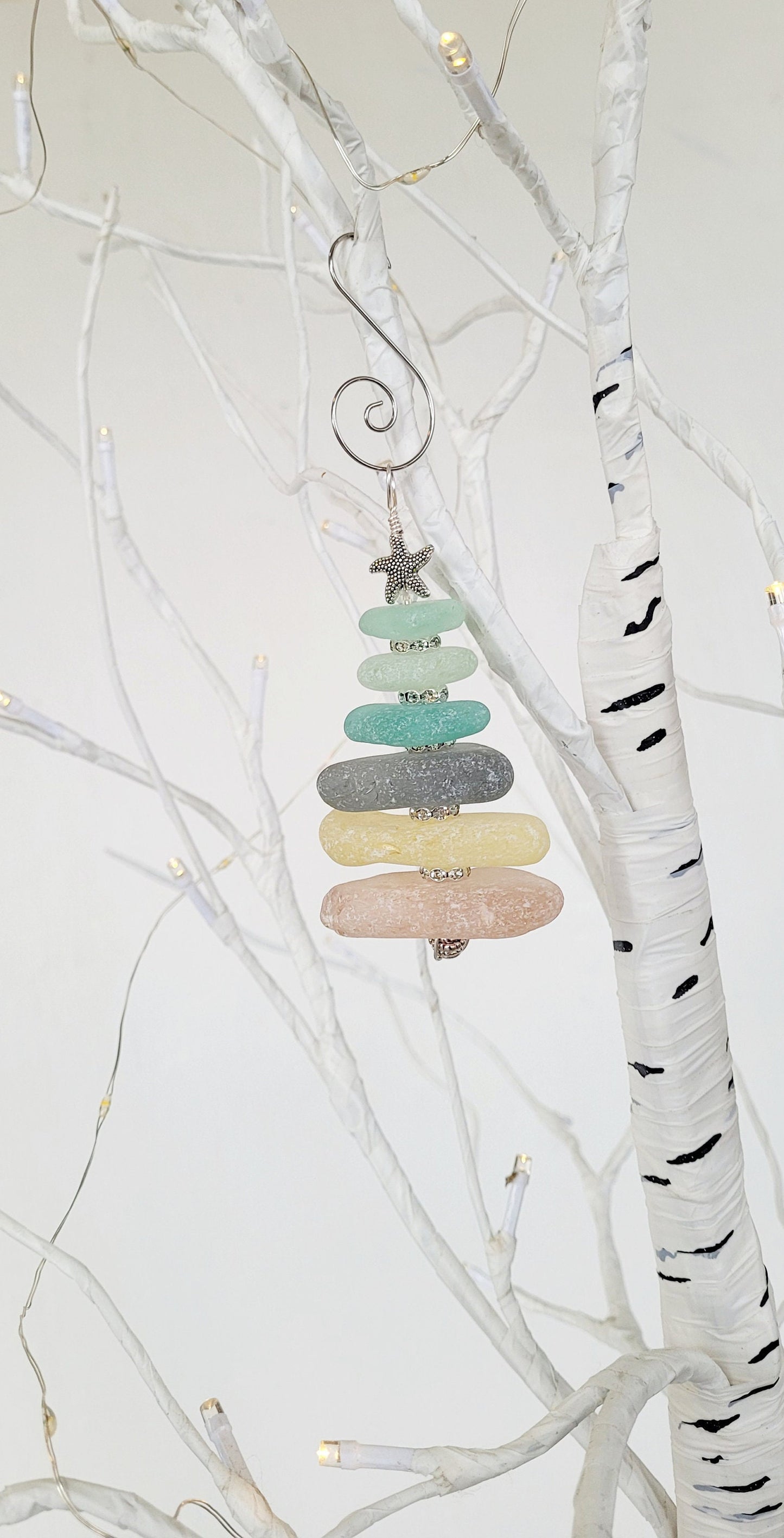 Sea Glass Christmas Tree Ornament/Rare Color Sea Glass/Sea Glass Pine Tree Ornament/Genuine Sea Glass Tree Ornament/51