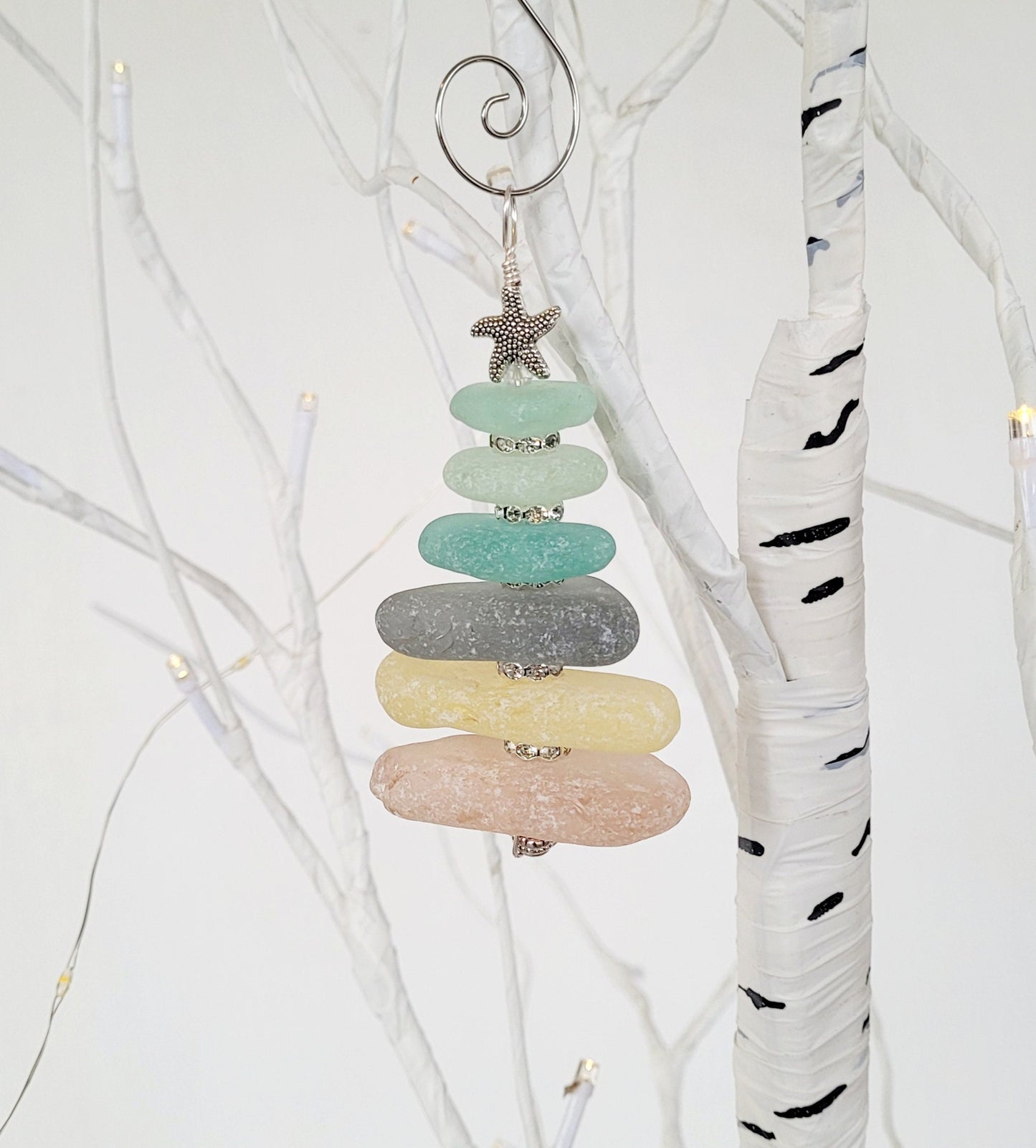 Sea Glass Christmas Tree Ornament/Rare Color Sea Glass/Sea Glass Pine Tree Ornament/Genuine Sea Glass Tree Ornament/51