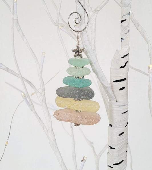 Sea Glass Christmas Tree Ornament/Rare Color Sea Glass/Sea Glass Pine Tree Ornament/Genuine Sea Glass Tree Ornament/51