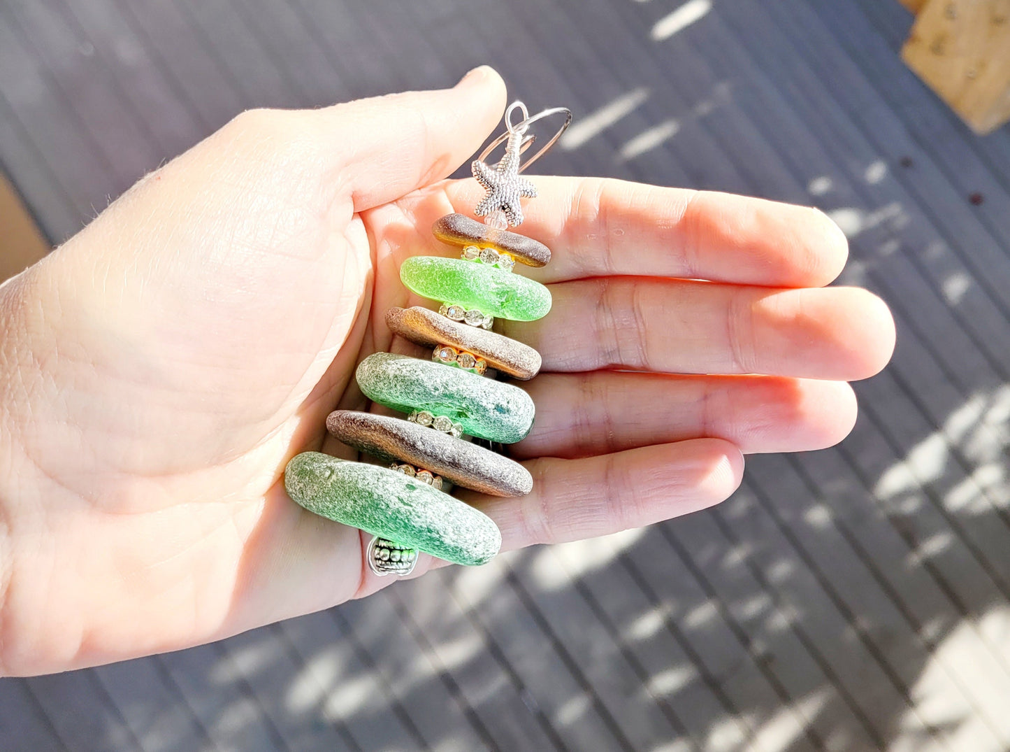 Sea Glass Christmas Tree Ornament/Sea Glass Pine Tree Ornament/Genuine Sea Glass Tree Ornament/94