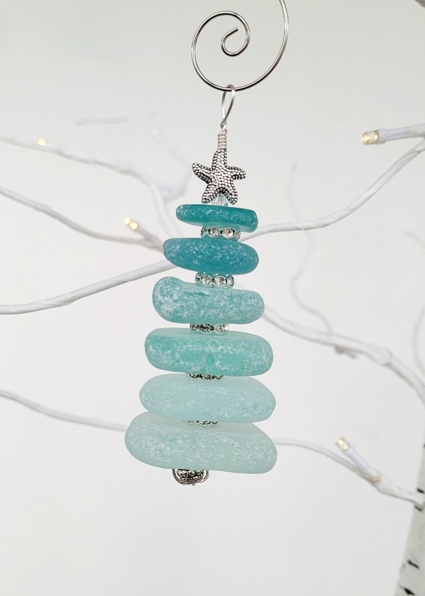 Sea Glass Christmas Tree Ornament/Sea Glass Pine Tree Ornament/Genuine Sea Glass Tree Ornament/71