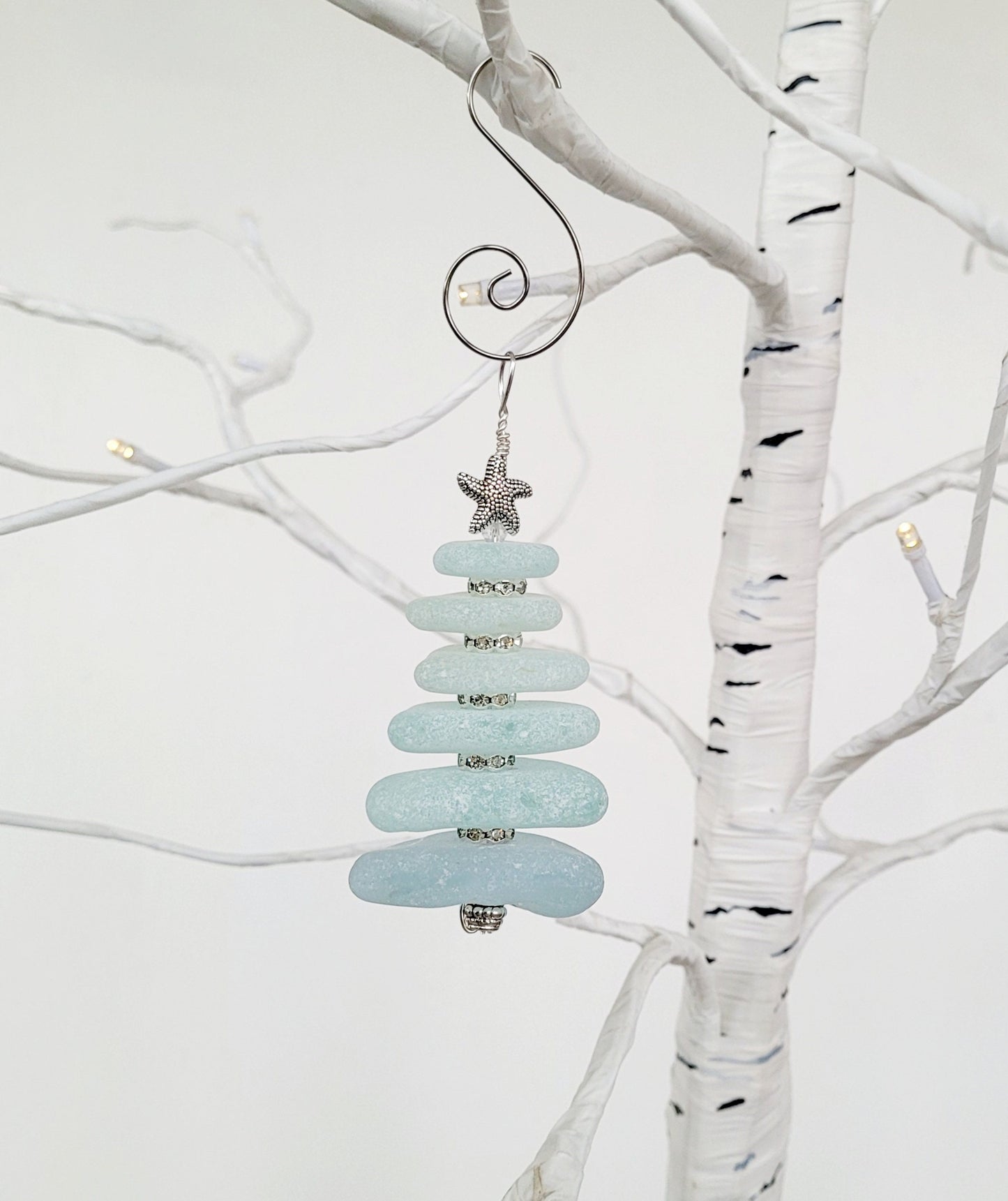 Sea Glass Christmas Tree Ornament/Sea Glass Pine Tree Ornament/Genuine Sea Glass Tree Ornament/68