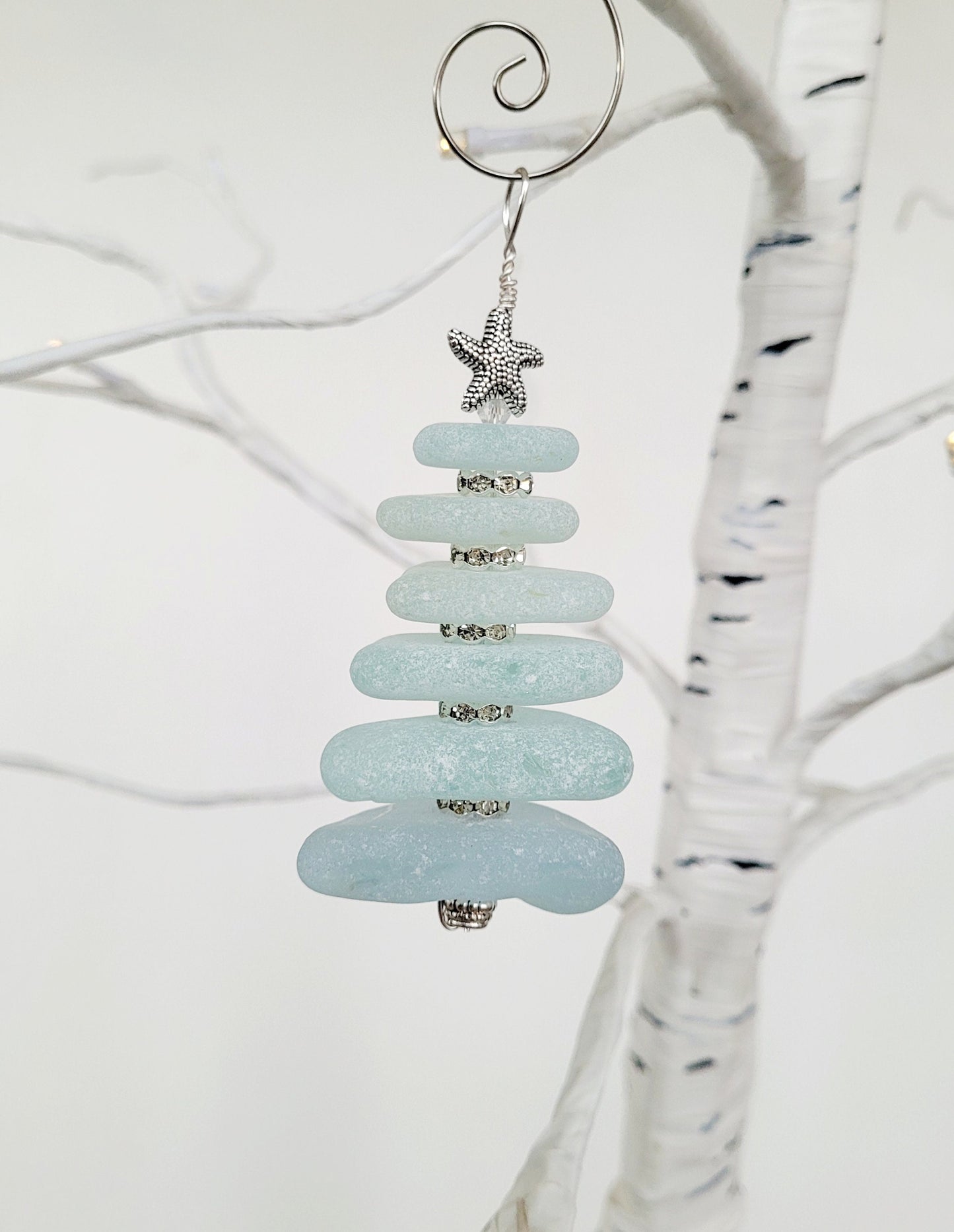 Sea Glass Christmas Tree Ornament/Sea Glass Pine Tree Ornament/Genuine Sea Glass Tree Ornament/68