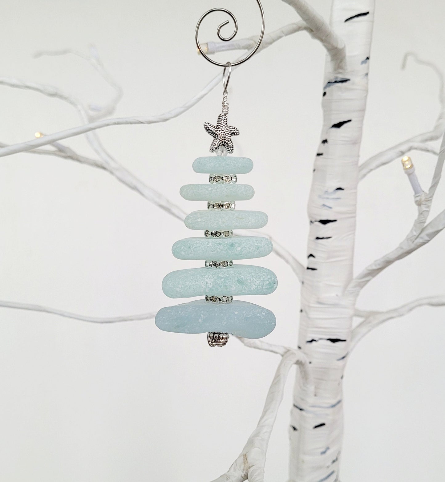 Sea Glass Christmas Tree Ornament/Sea Glass Pine Tree Ornament/Genuine Sea Glass Tree Ornament/68