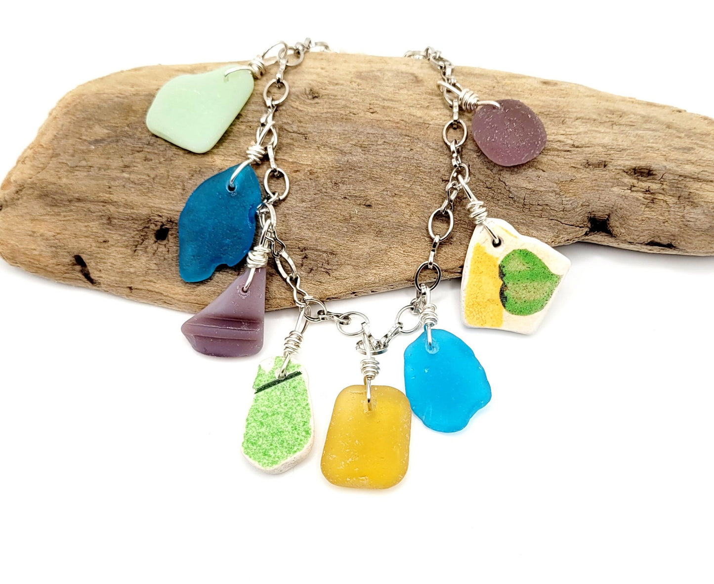 Genuine Sea Glass Bracelet/Pottery Bracelet/Genuine Sea Pottery/Charm Bracelet/Unique Gift