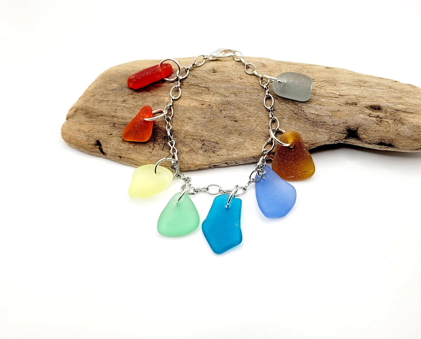 Sea Glass Jewelry/UV Sea Glass Bracelet/Genuine Sea Glass/ Charm Bracelet/Gift for Her/Unique Gift/Nautical Bracelet/Authentic Beach glass