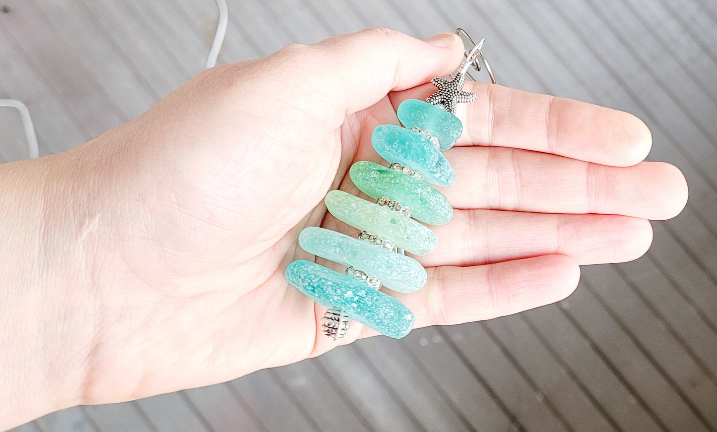 Sea Glass Christmas Tree Ornament/Sea Glass Pine Tree Ornament/Genuine Sea Glass Tree Ornament/78