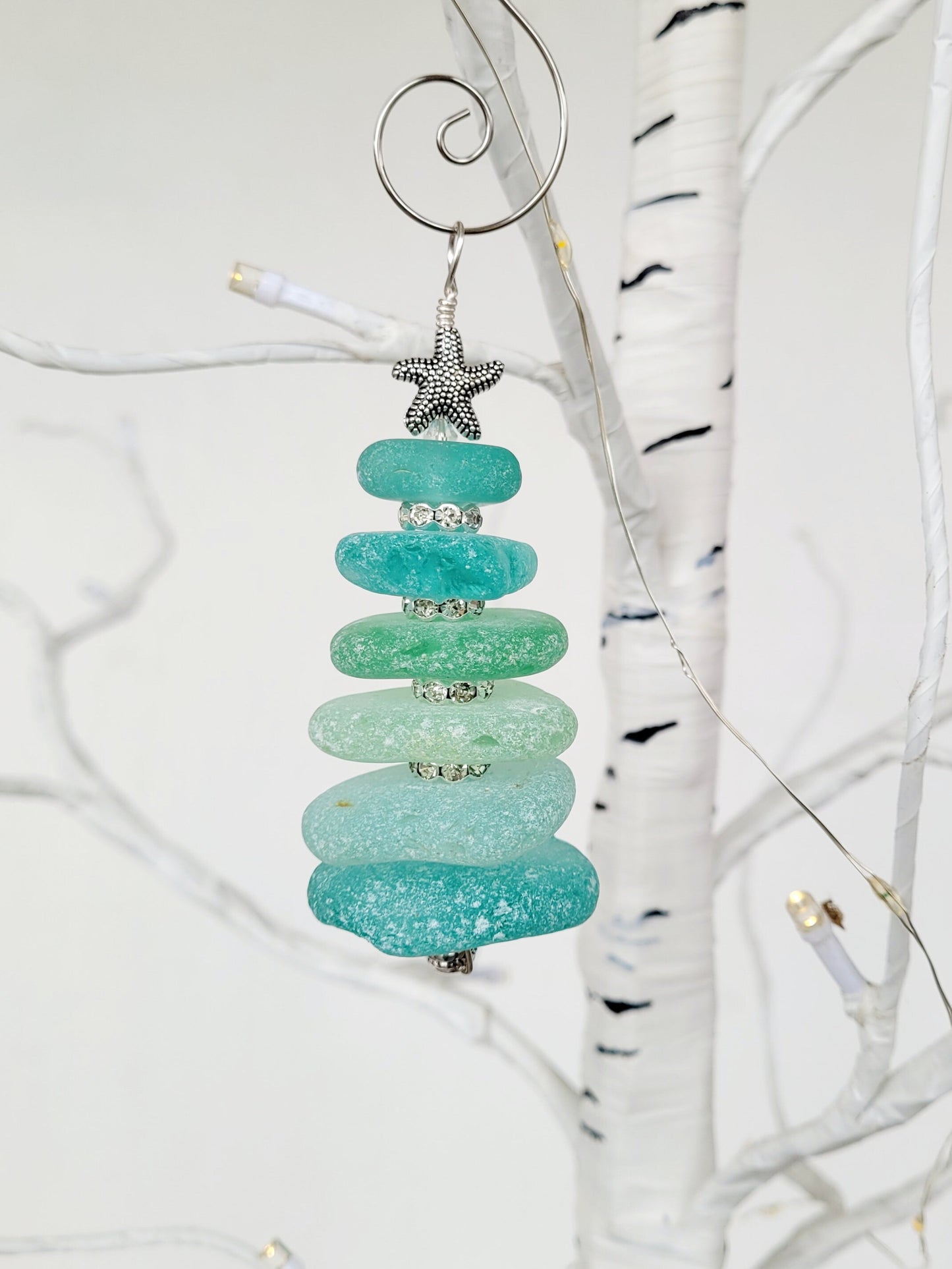 Sea Glass Christmas Tree Ornament/Sea Glass Pine Tree Ornament/Genuine Sea Glass Tree Ornament/78