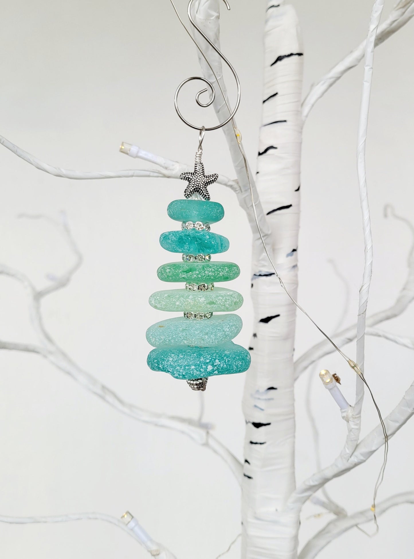 Sea Glass Christmas Tree Ornament/Sea Glass Pine Tree Ornament/Genuine Sea Glass Tree Ornament/78