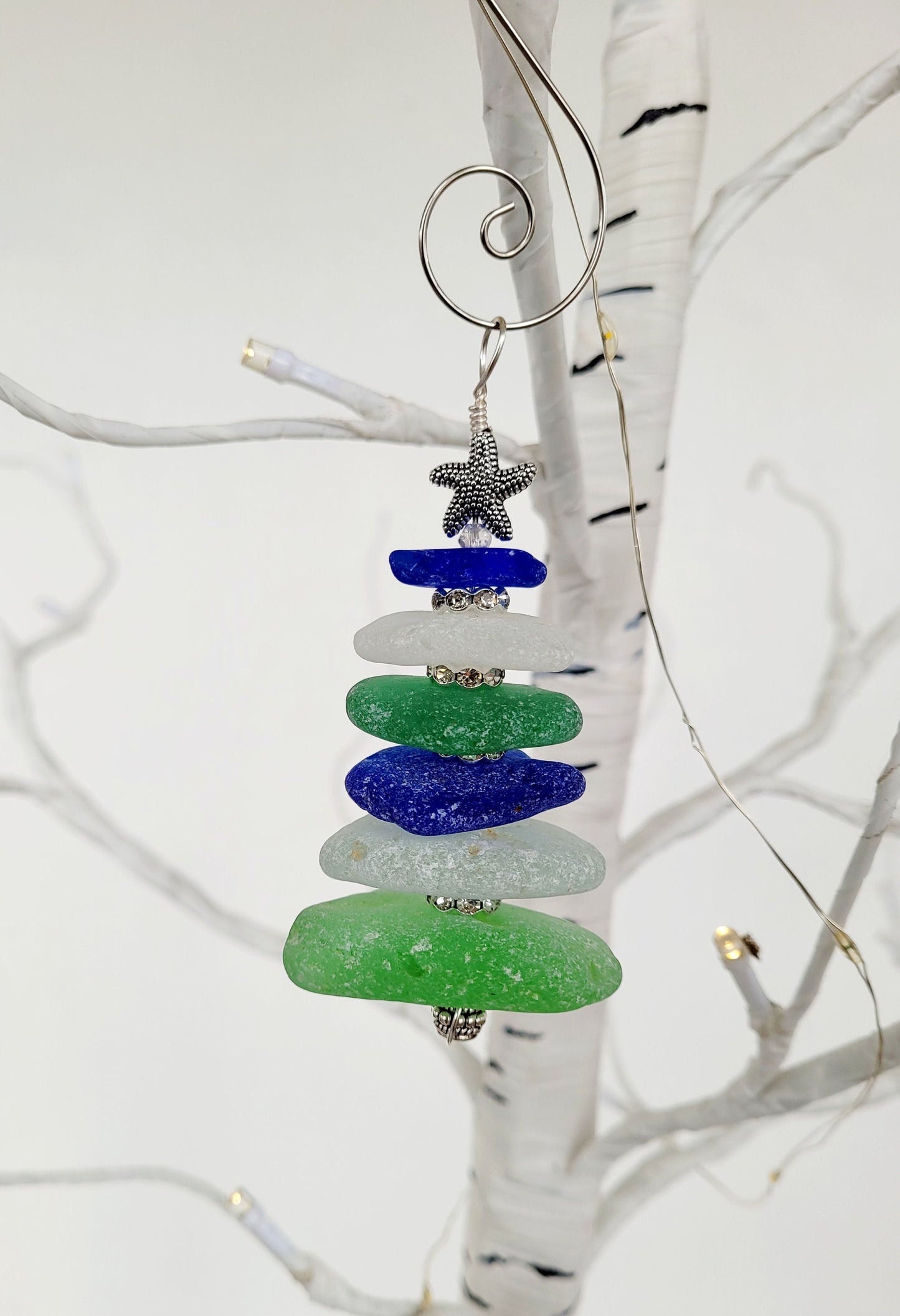 Sea Glass Christmas Tree Ornament/Sea Glass Pine Tree Ornament/Genuine Sea Glass Tree Ornament/93