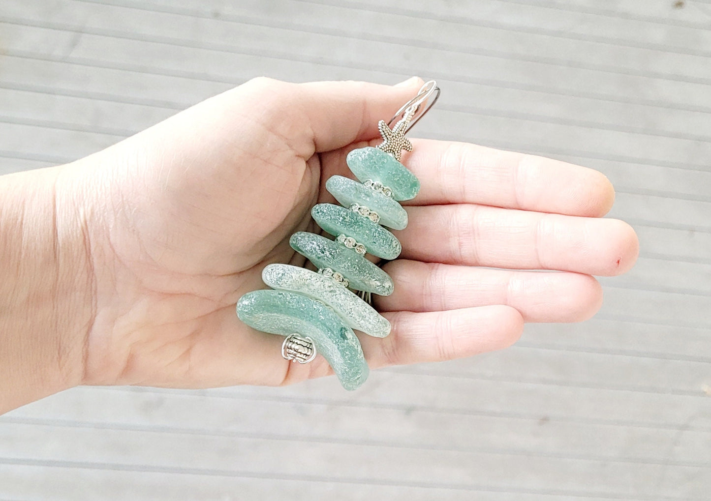 Sea Glass Christmas Tree Ornament/Sea Glass Pine Tree Ornament/Genuine Sea Glass Tree Ornament/56