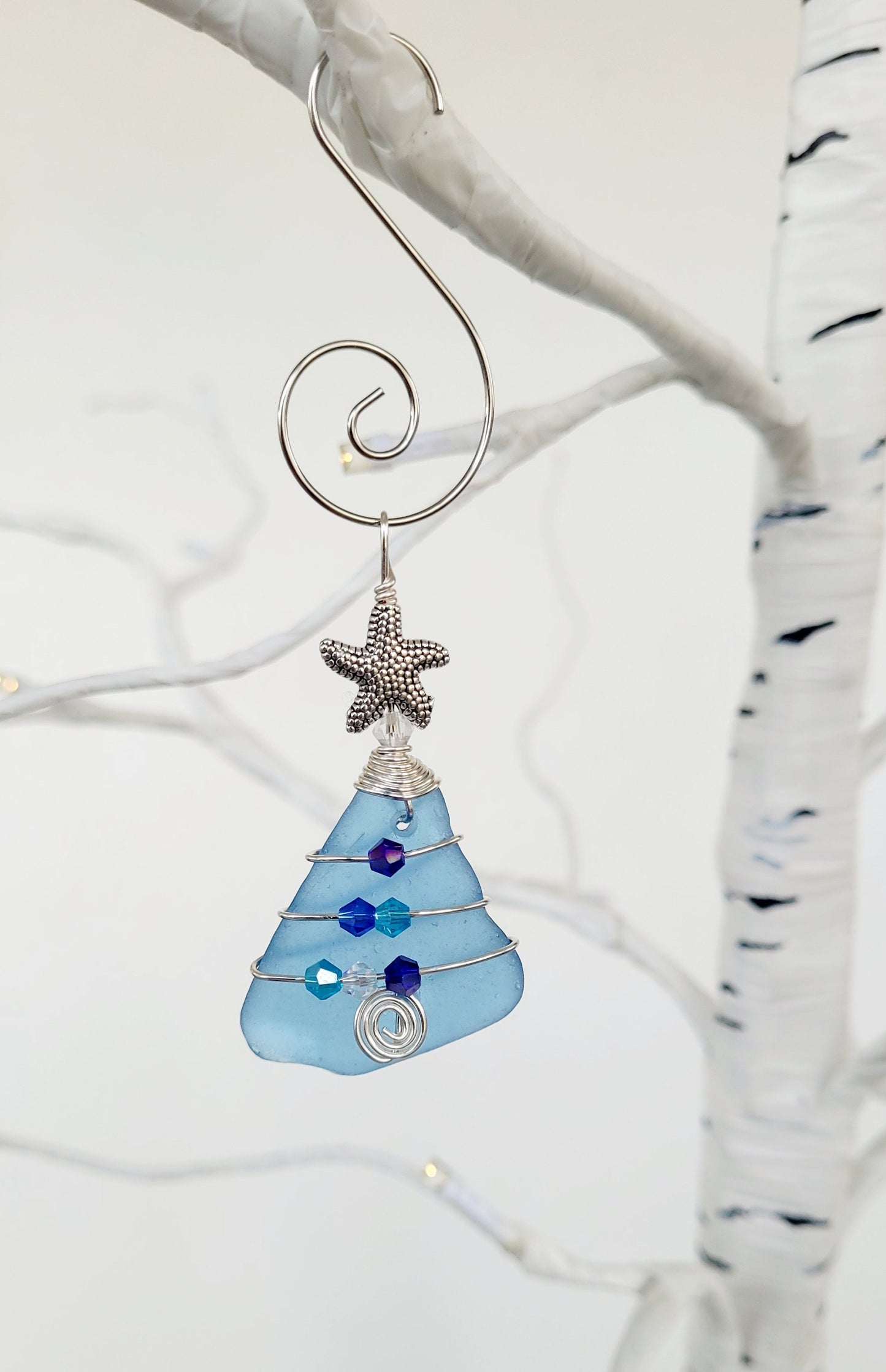 Genuine Sea Glass Christmas Tree Pendant/Sea Glass Christmas Tree Ornament/Coastal Ornament/Beach Decor/21d