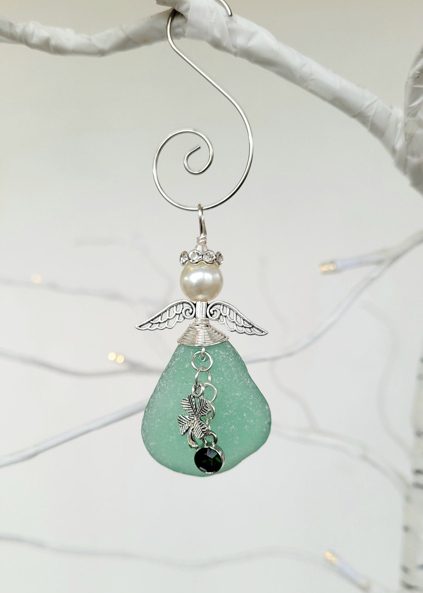 Genuine Sea Glass Angel/Angel Car Charm/Angel Pendant/Angel Ornament/Angel Gift/Gift for Her/24