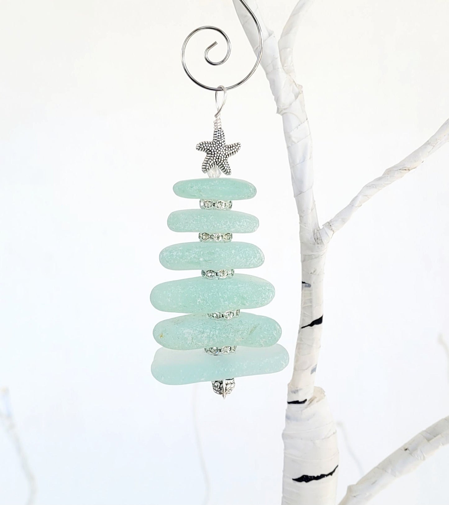 Sea Glass Christmas Tree Ornament/Sea Glass Pine Tree Ornament/Genuine Sea Glass Tree Ornament/135