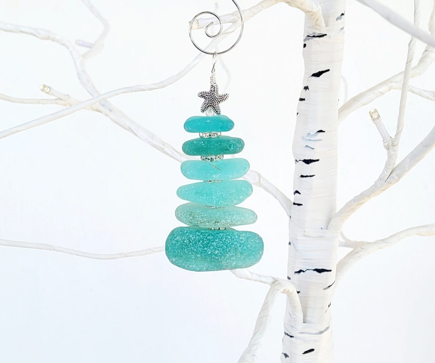 Sea Glass Christmas Tree Ornament/Sea Glass Pine Tree Ornament/Genuine Sea Glass Tree Ornament/134