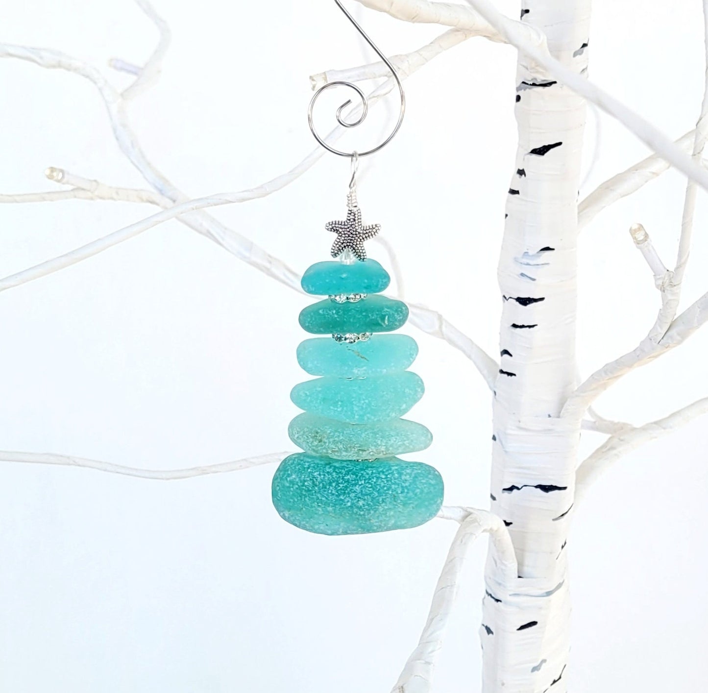 Sea Glass Christmas Tree Ornament/Sea Glass Pine Tree Ornament/Genuine Sea Glass Tree Ornament/134